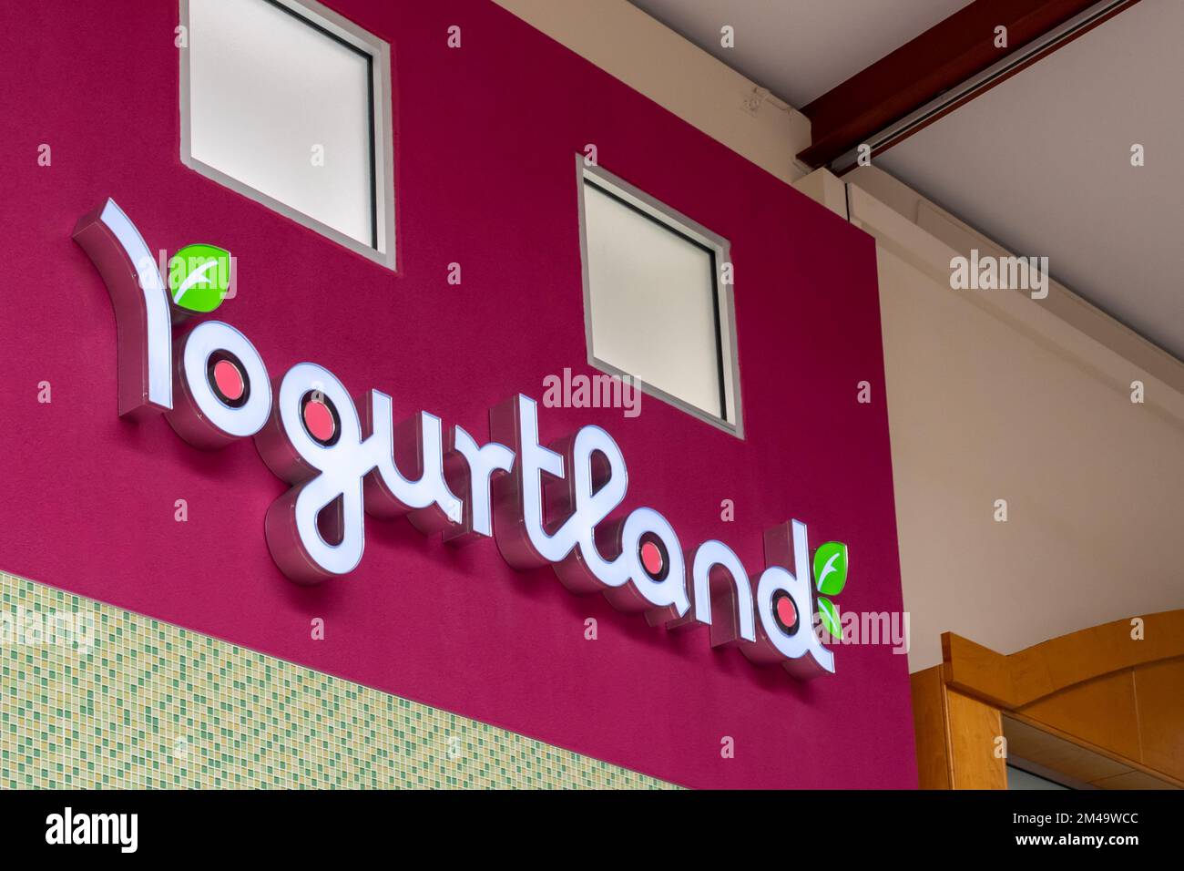 Houston, Texas, USA March 6, 2022 A Yogurtland store sign at a