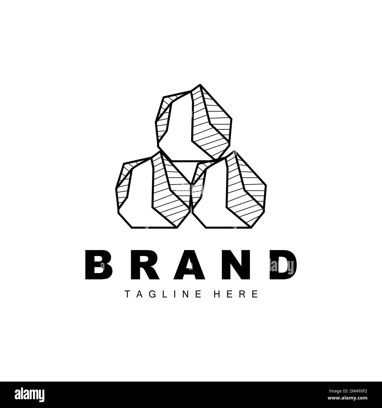 Stone Logo, Gem Line Stone Design, Diamond, Crystal, Simple Elegant