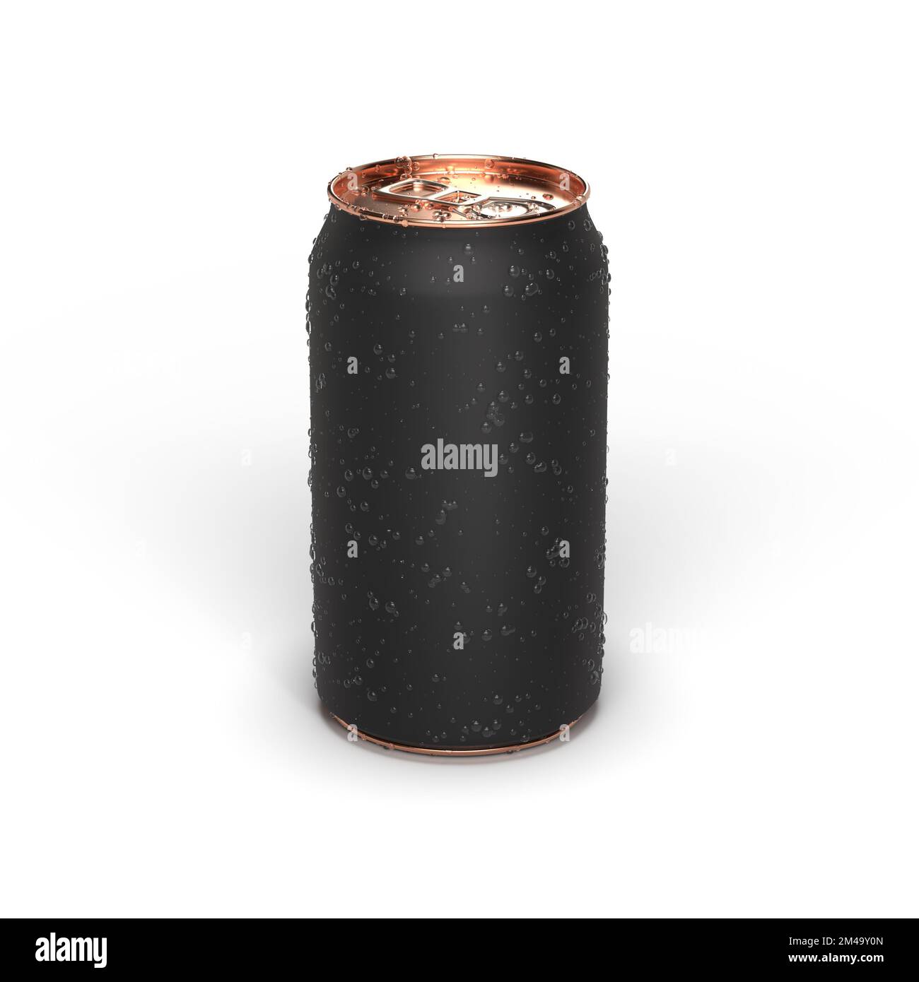 Copper Rose Gold Aluminum beer or soda can mockup blank template, isolated on a white background. 3D render illustration. Stock Photo