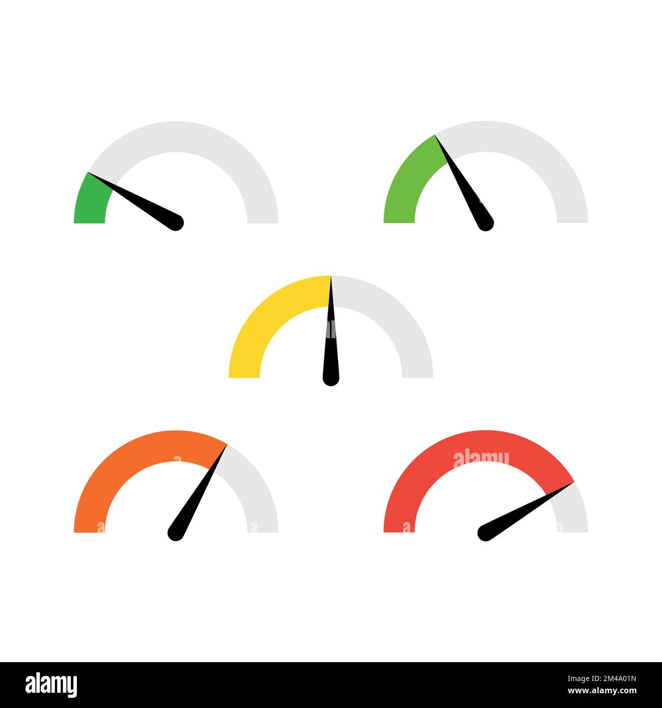 speedometer 5 different position icon vector car speed, fast