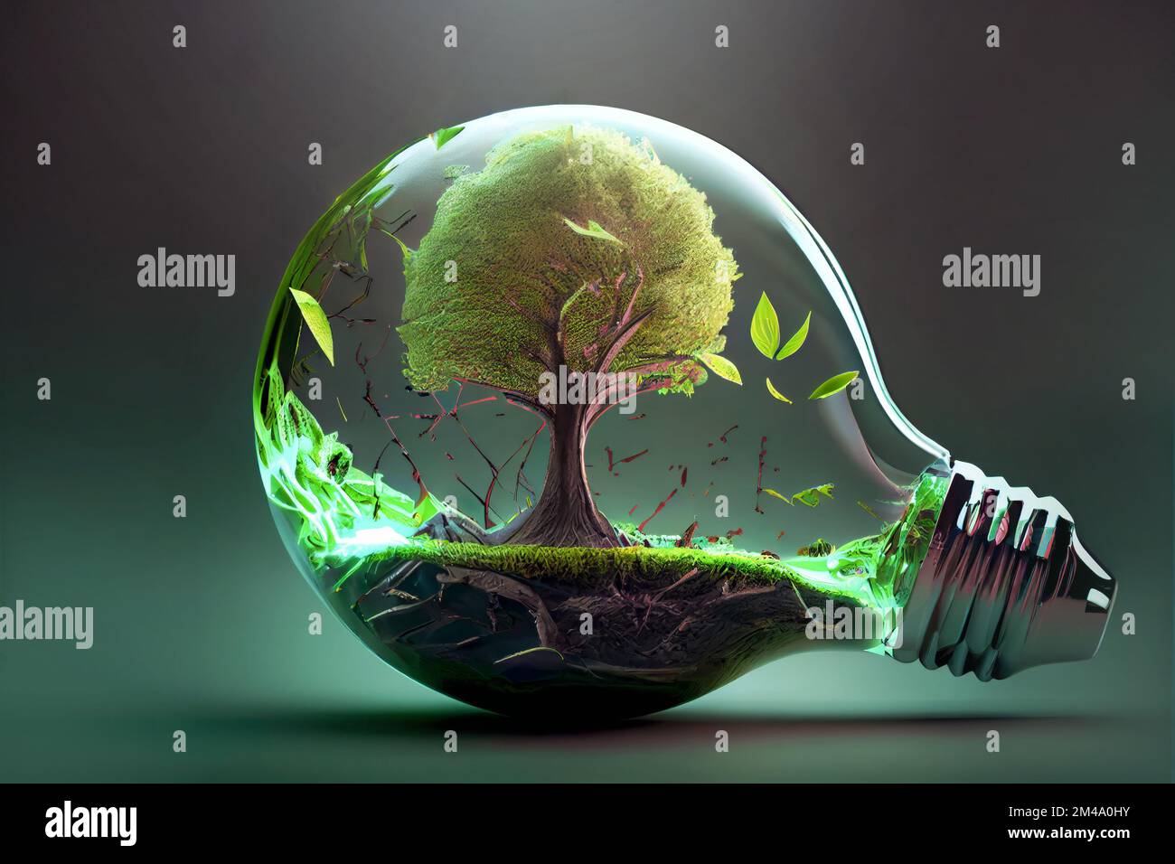 Green Alternative energy in the form of a Green tree concept inside a