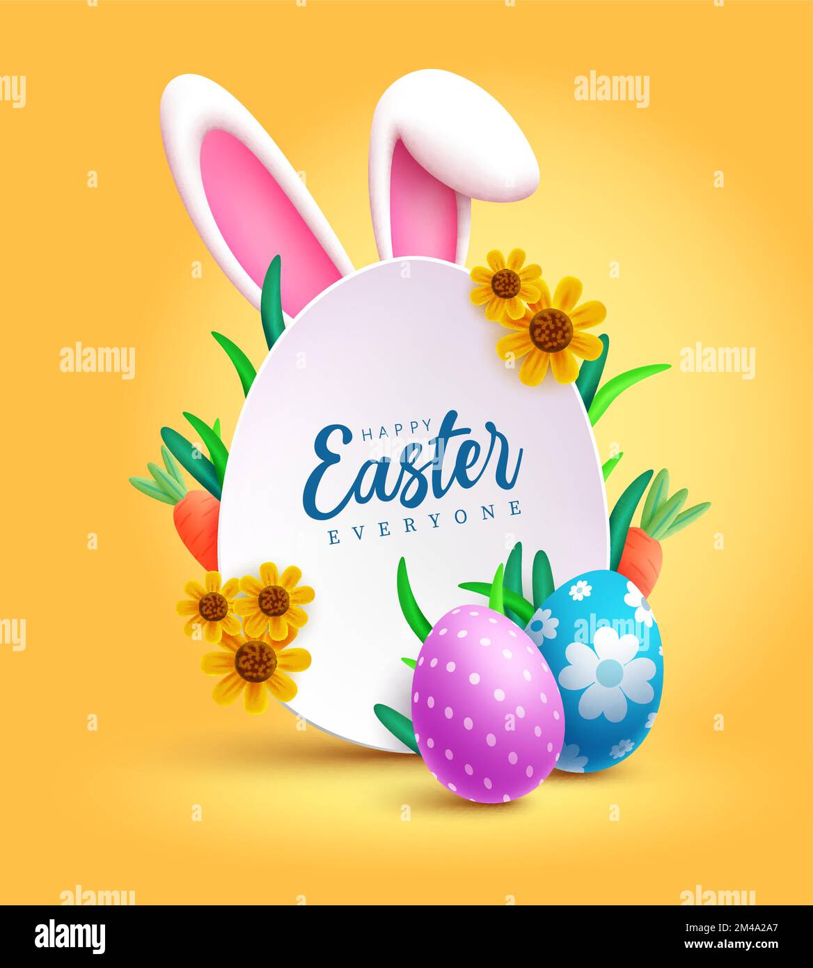 Happy easter text vector template design. Easter egg hunt holiday and ...