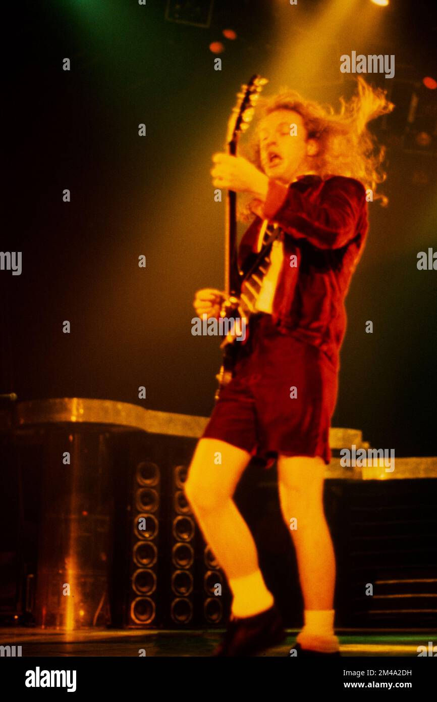 Angus Young of AC/DC in Concert in Oakland, California 2000 Credit: Ross Pelton/MediaPunch Stock Photo