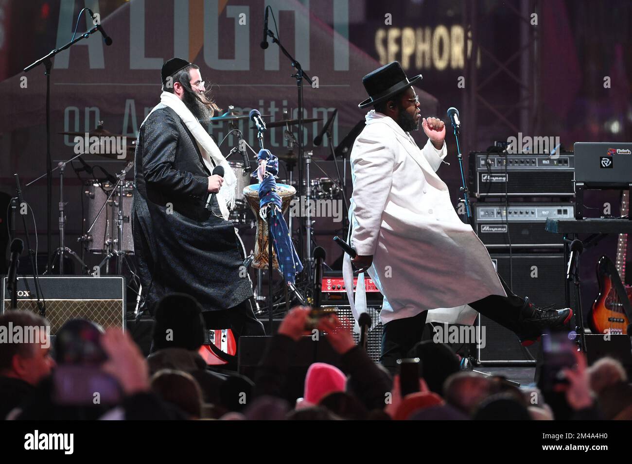 New York, USA. 19th Dec, 2022. Rapper Nissim Black (r) performs during ...