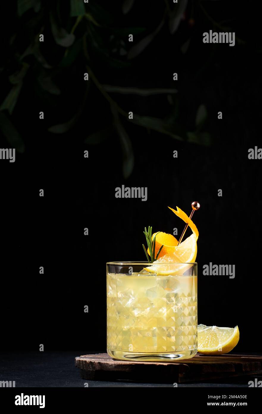 Penicillin alcoholic cocktail with scotch, whiskey, honey ginger syrup