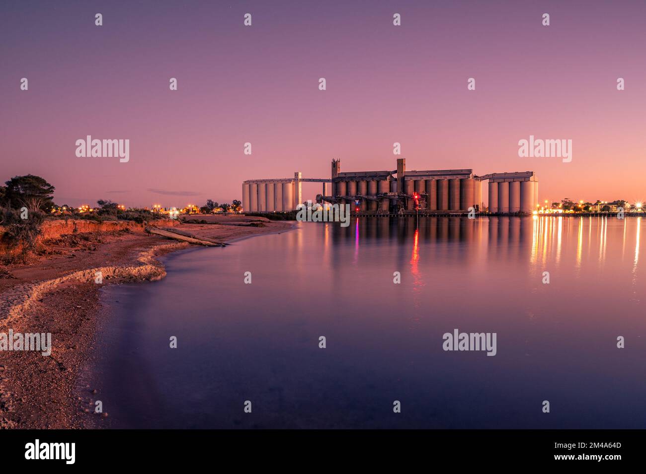 An aerial view of Port Pirie on river during sunset Stock Photo Alamy
