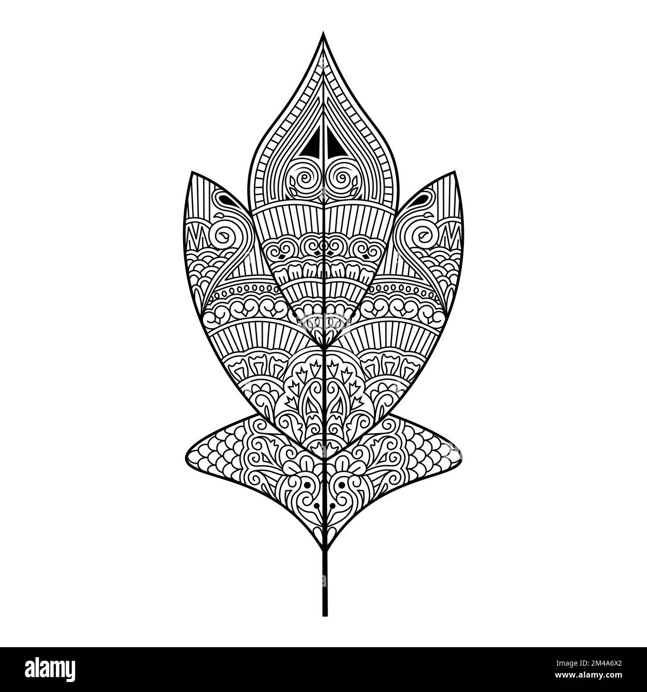 zentangle leaf background outline line coloring page of easy sketches hand drawing design Stock Vector