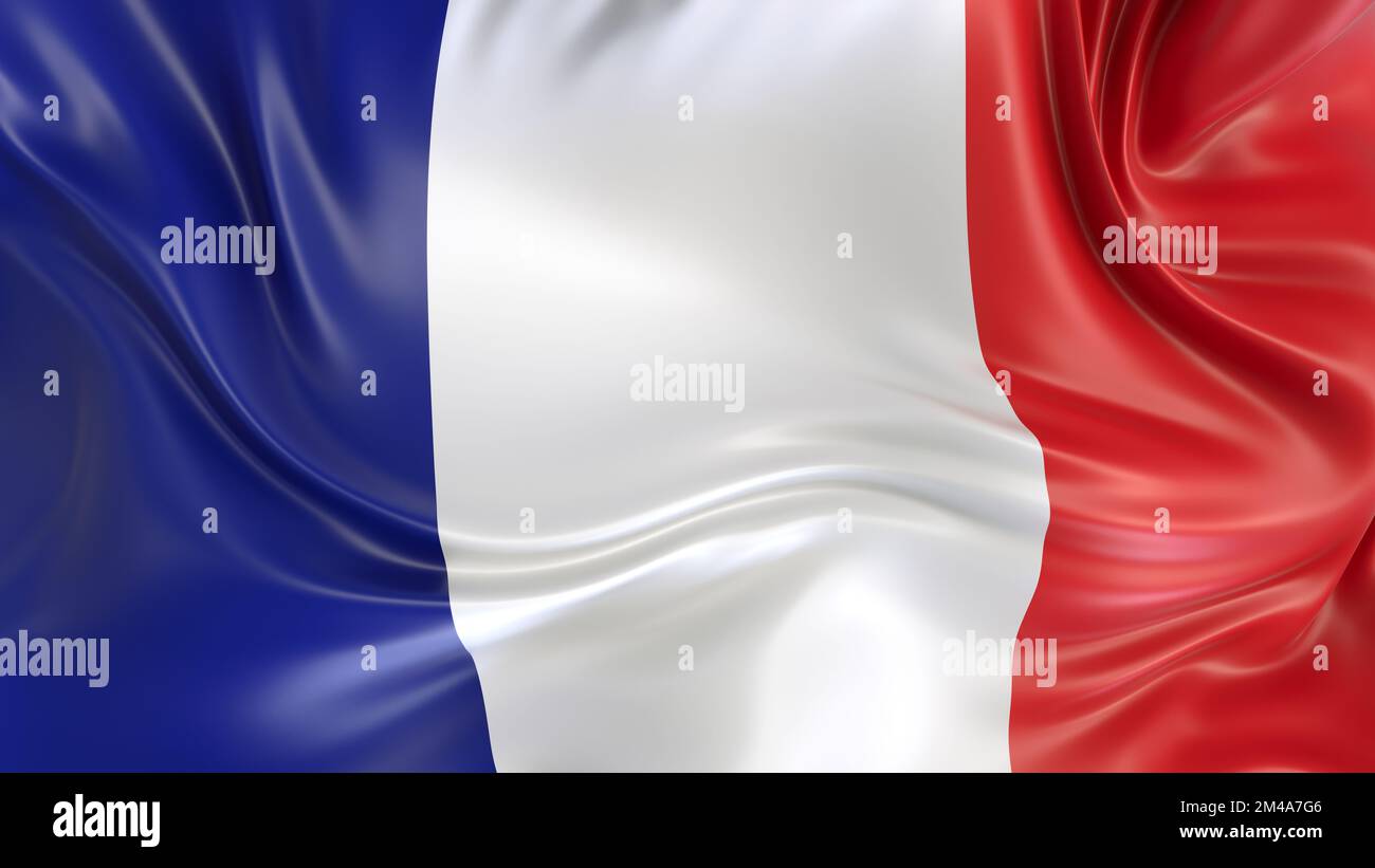 France flag with reflections. Country. 3d render illustration Stock ...