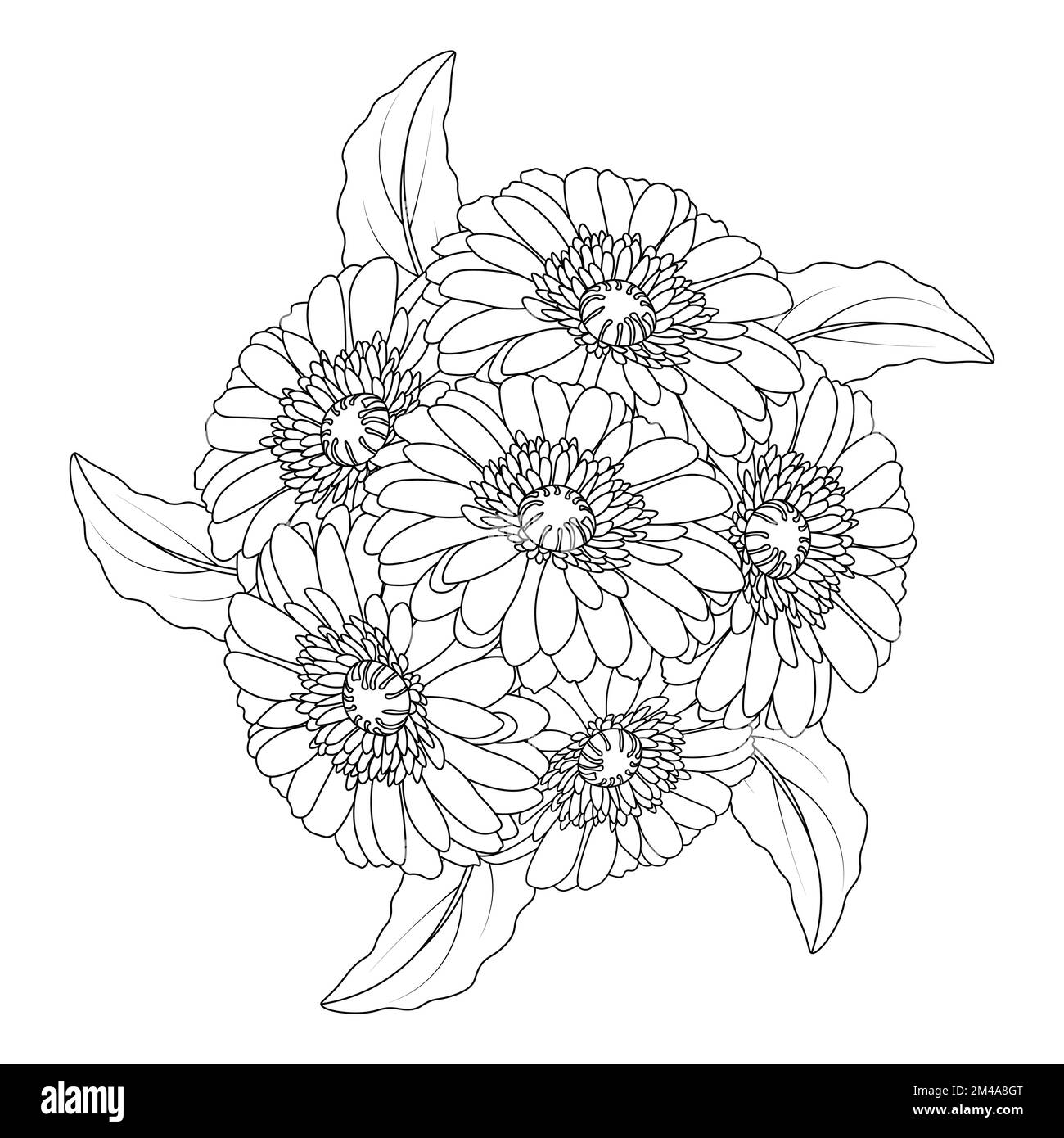 daisy flower drawing coloring page with doodle art design in detailed