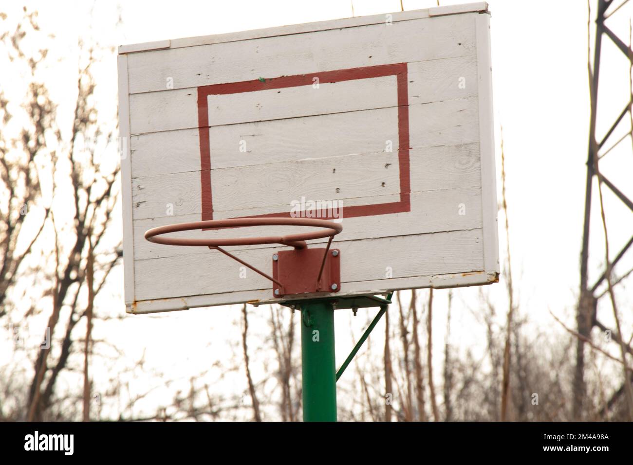 outdoor basketball hoop in the afternoon Stock Photo Alamy