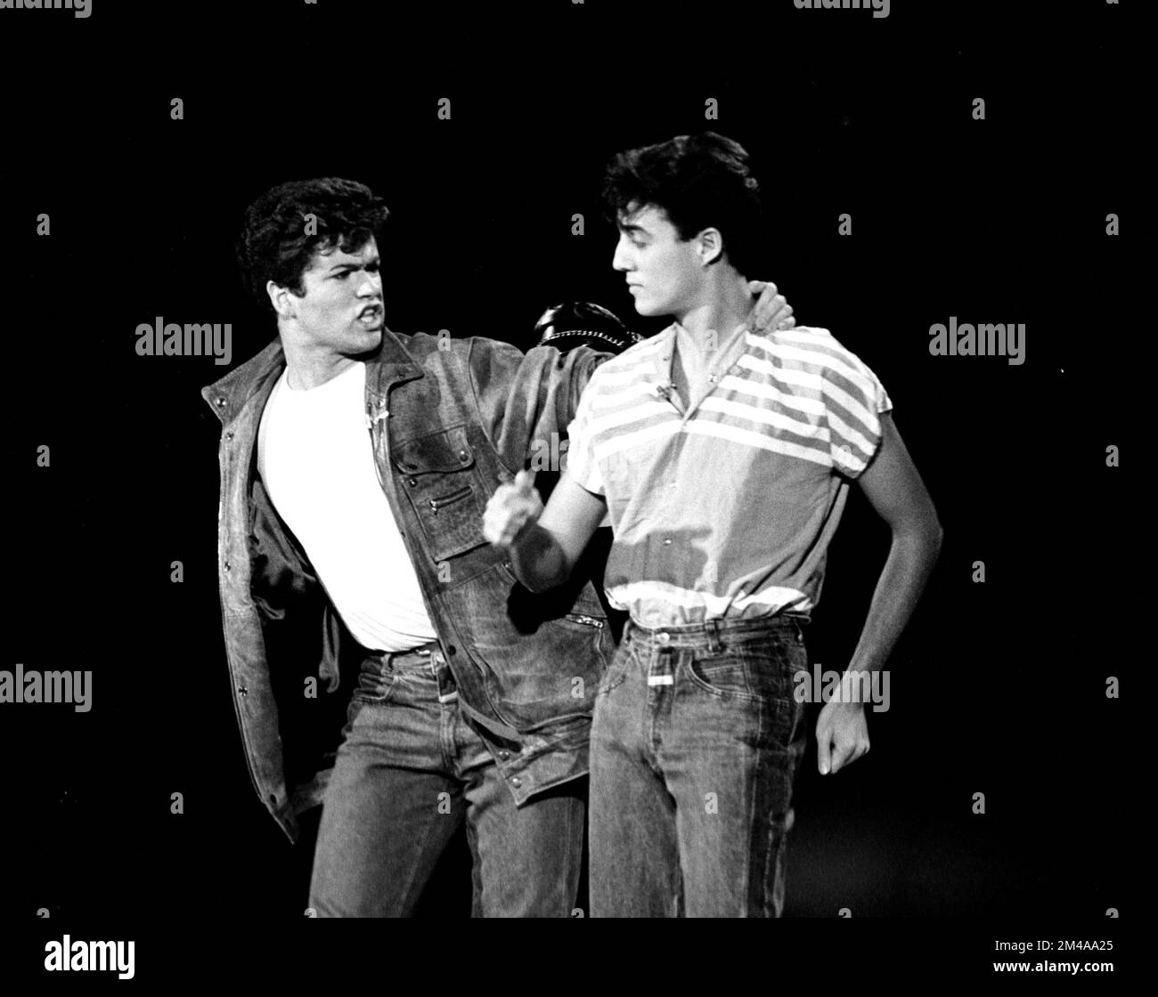 George Michael & Andrew Ridgeley of "Wham" perform on the TV Show "Solid  Gold" in their first American TV appearance 1983 Credit: Ron Wolfson /  MediaPunch Stock Photo - Alamy
