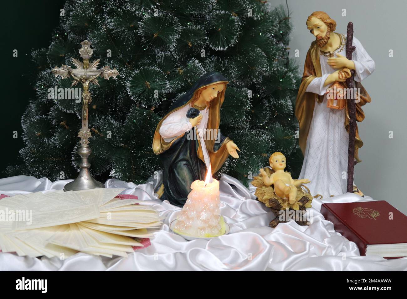 Statuettes of the Nativity. Crib. Stock Photo