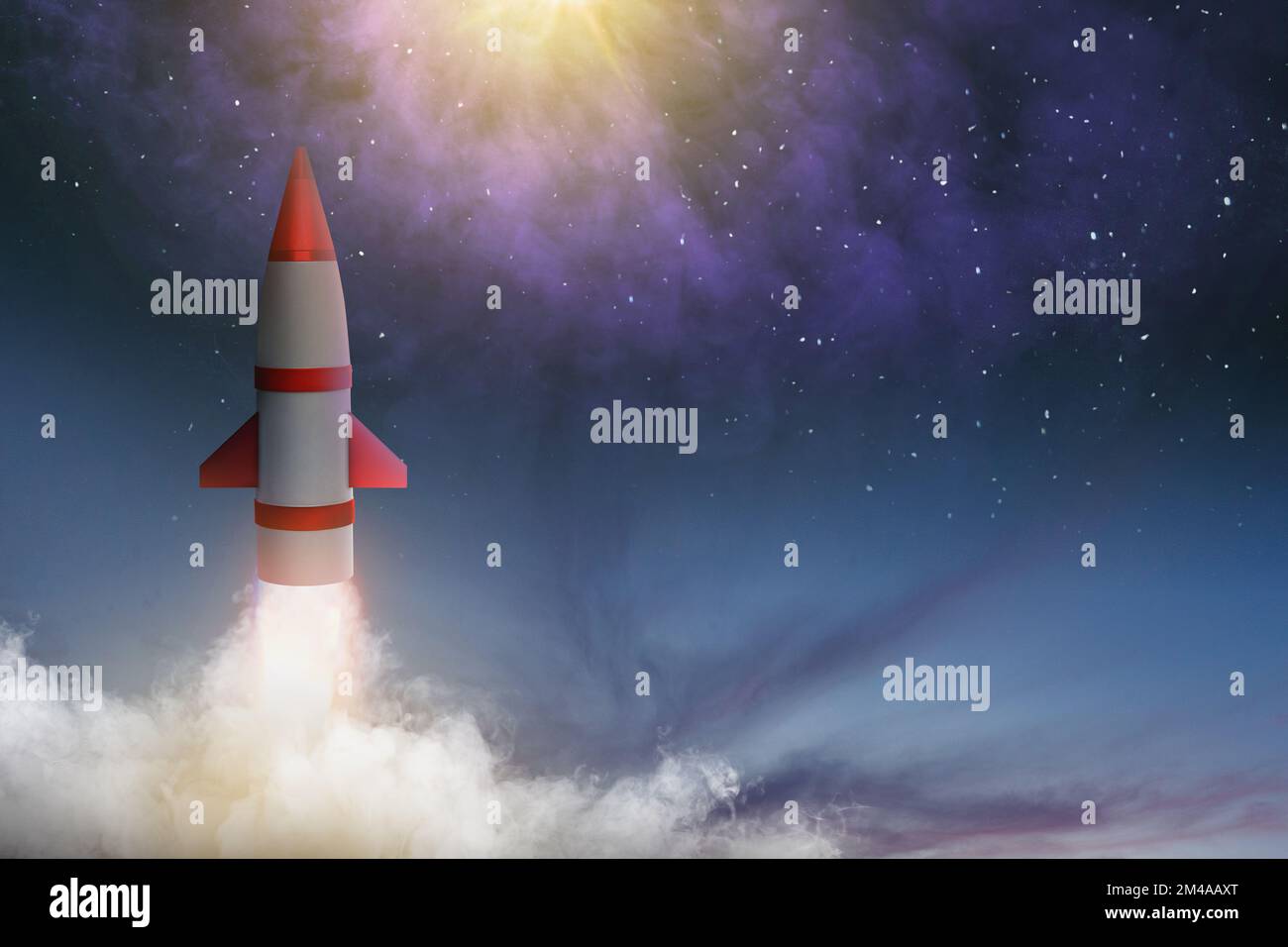 Flying rockets in space. National Science Day Stock Photo Alamy