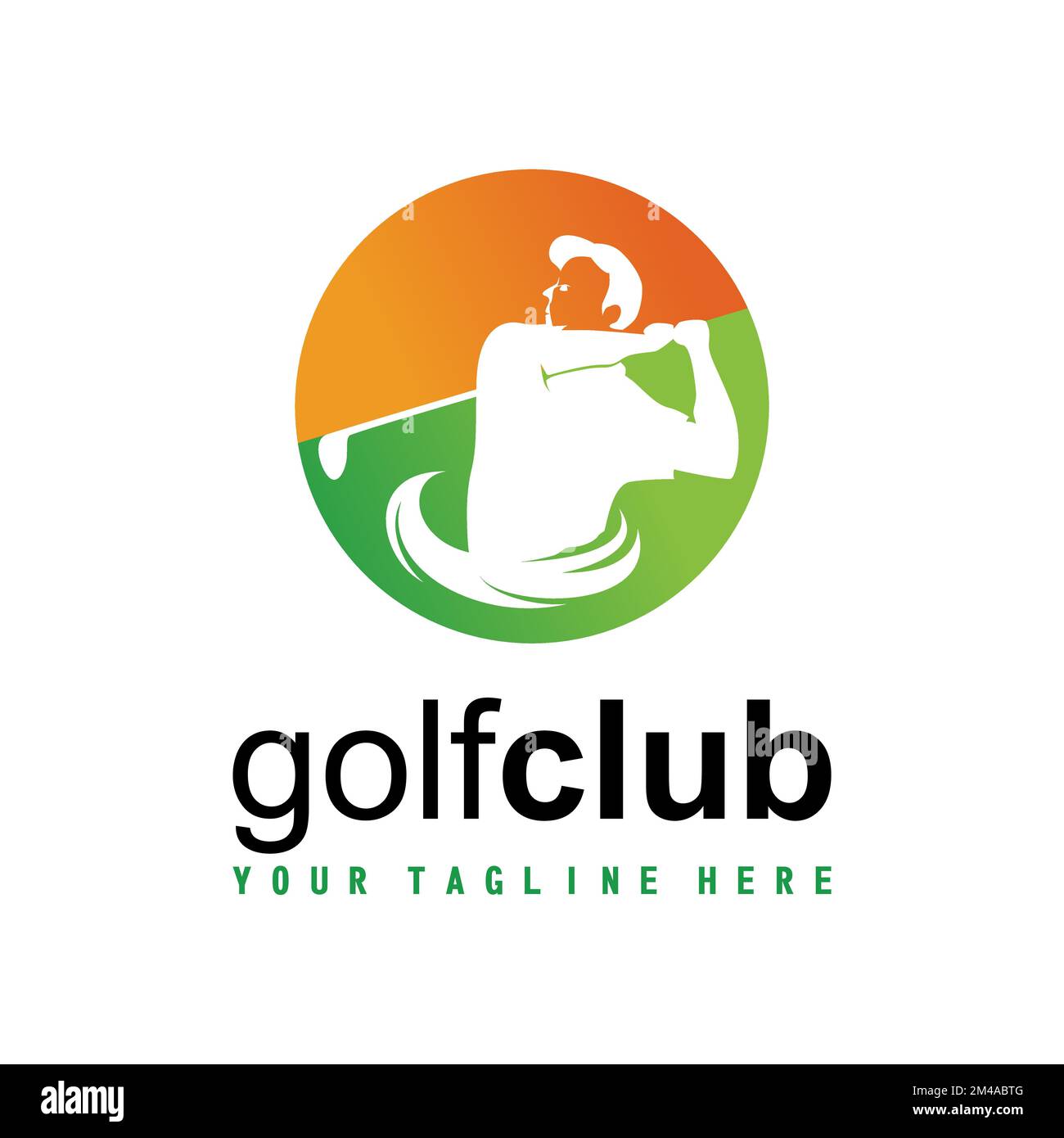 man with golf game in negative space image graphic icon logo design abstract concept vector stock. Can be used as a symbol related to sport. Stock Vector