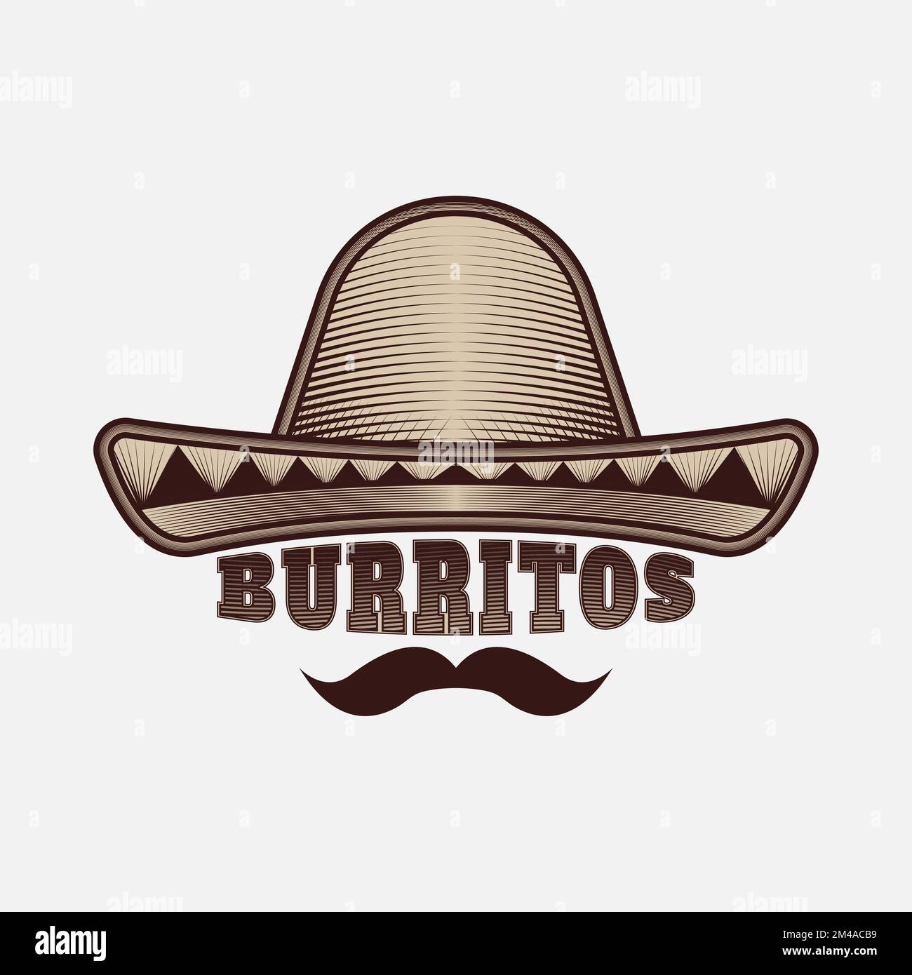 cowboy hat burritos Vector logo design Vintage. Stock Vector