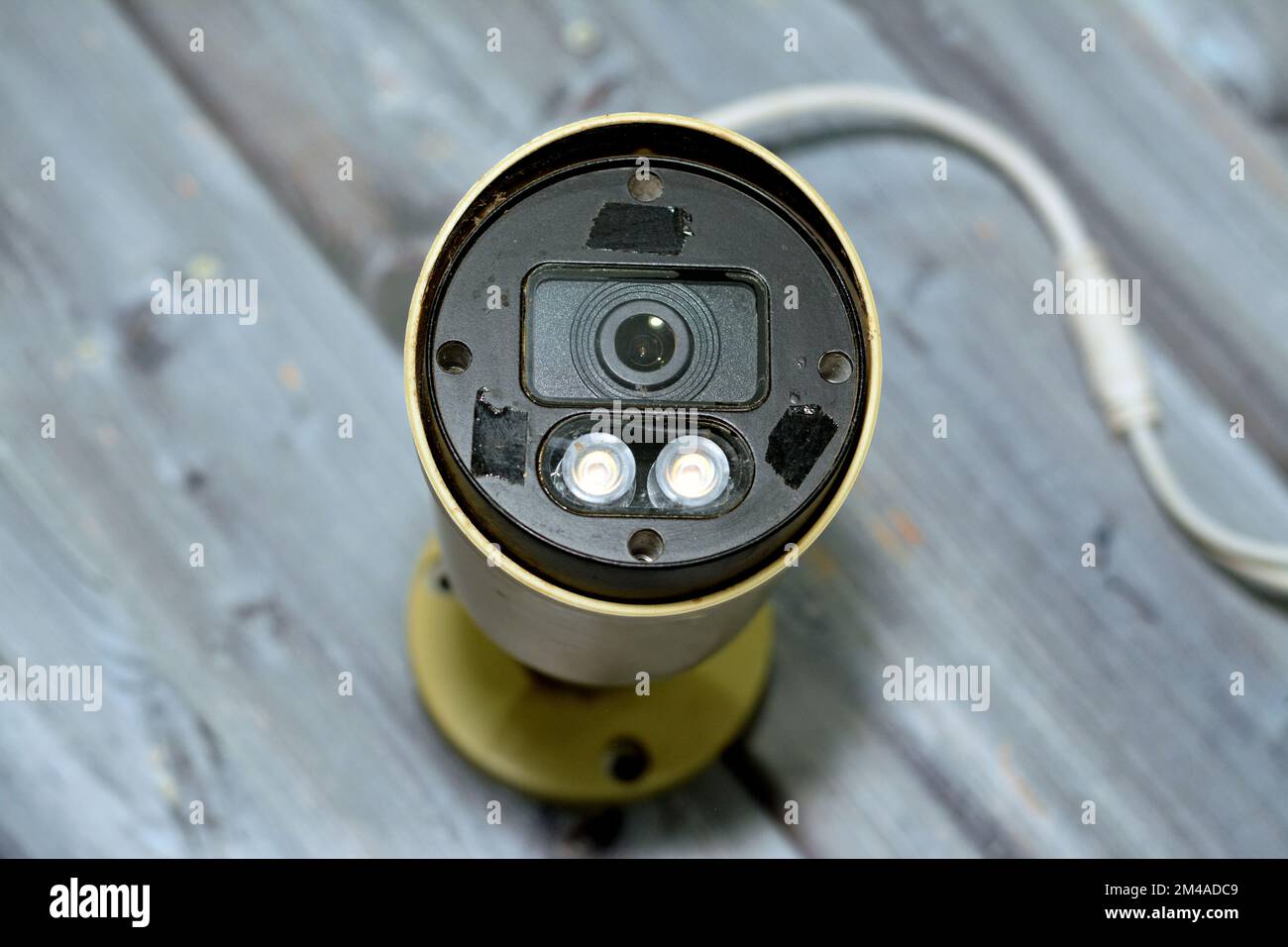 Surveillance infrared light Security CCTV realistic IP camera at a wall