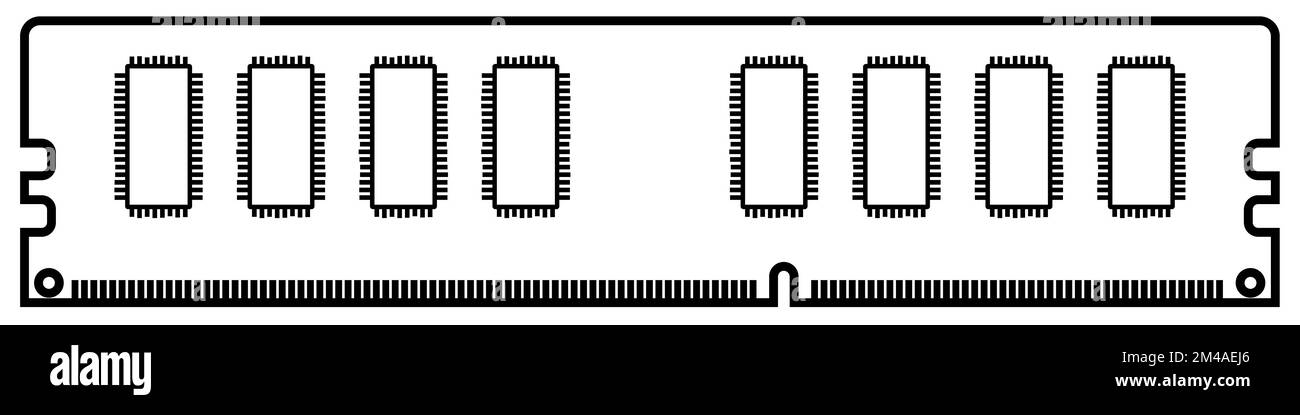Outline RAM for desktop computer, memory stick isolated on white ...
