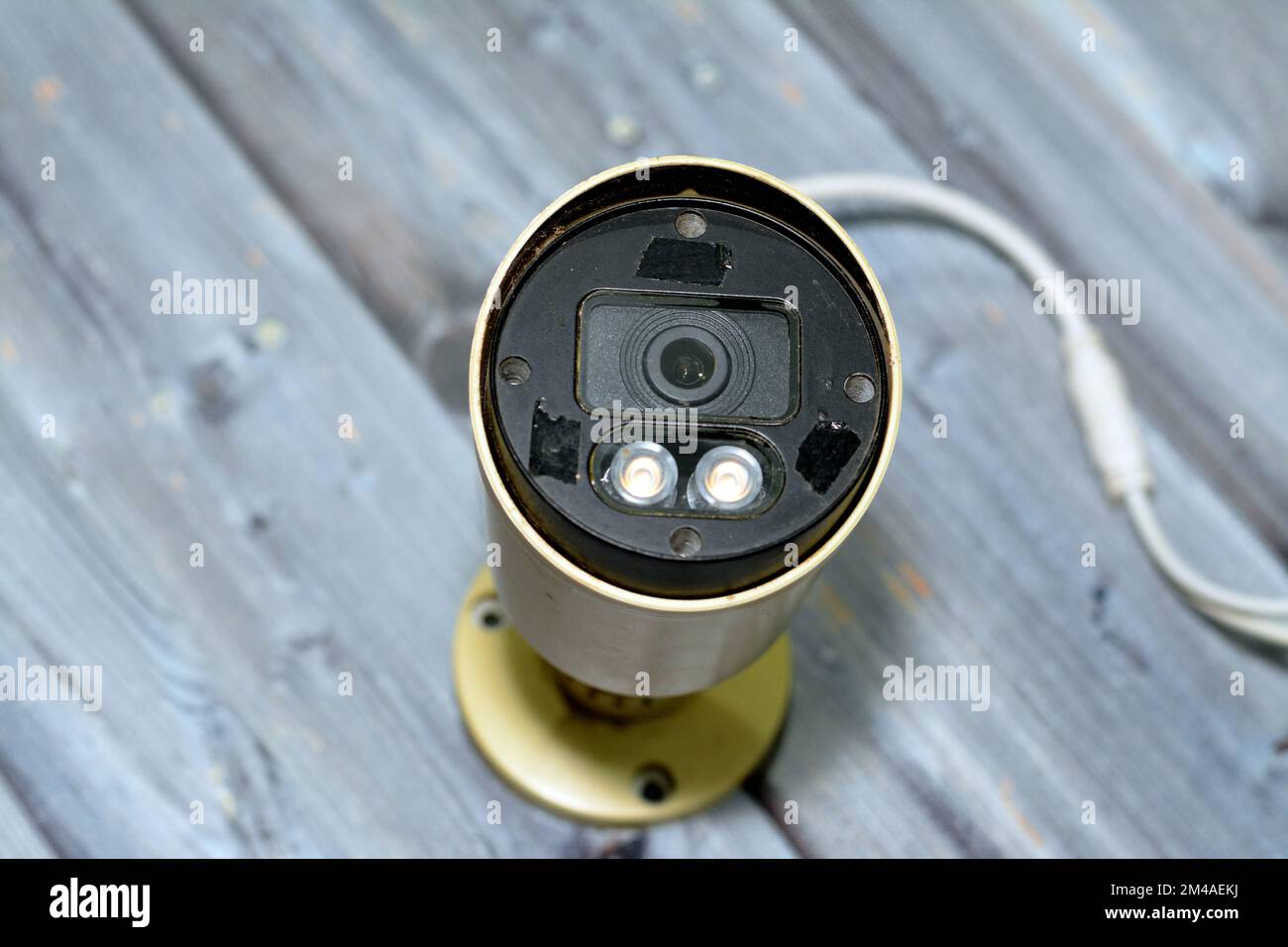 Surveillance infrared light Security CCTV realistic IP camera at a wall