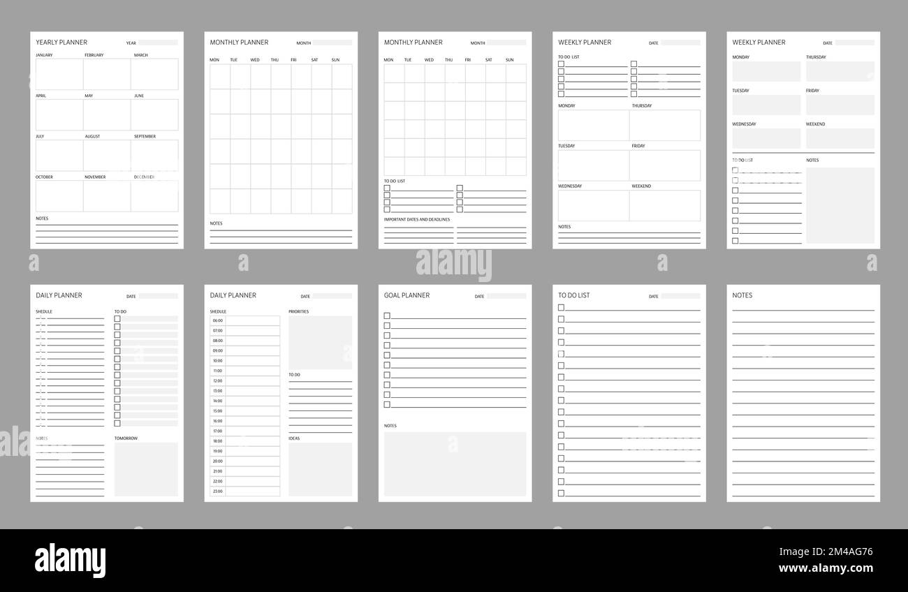 Planner schedule. Time organization and management printable timetable ...