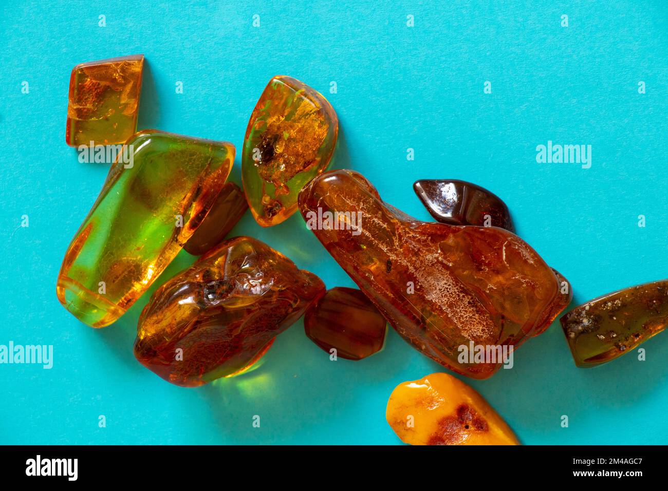 amber stones on an isolated background Stock Photo