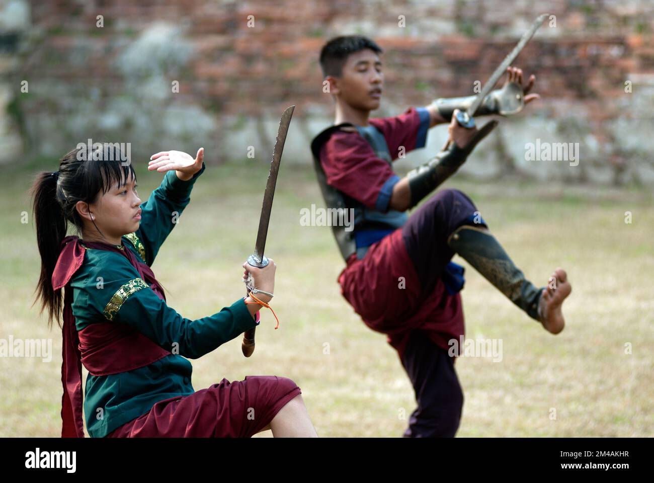 Warriors dance for teacher worship in Wai Kru Muay thai Ceremony and