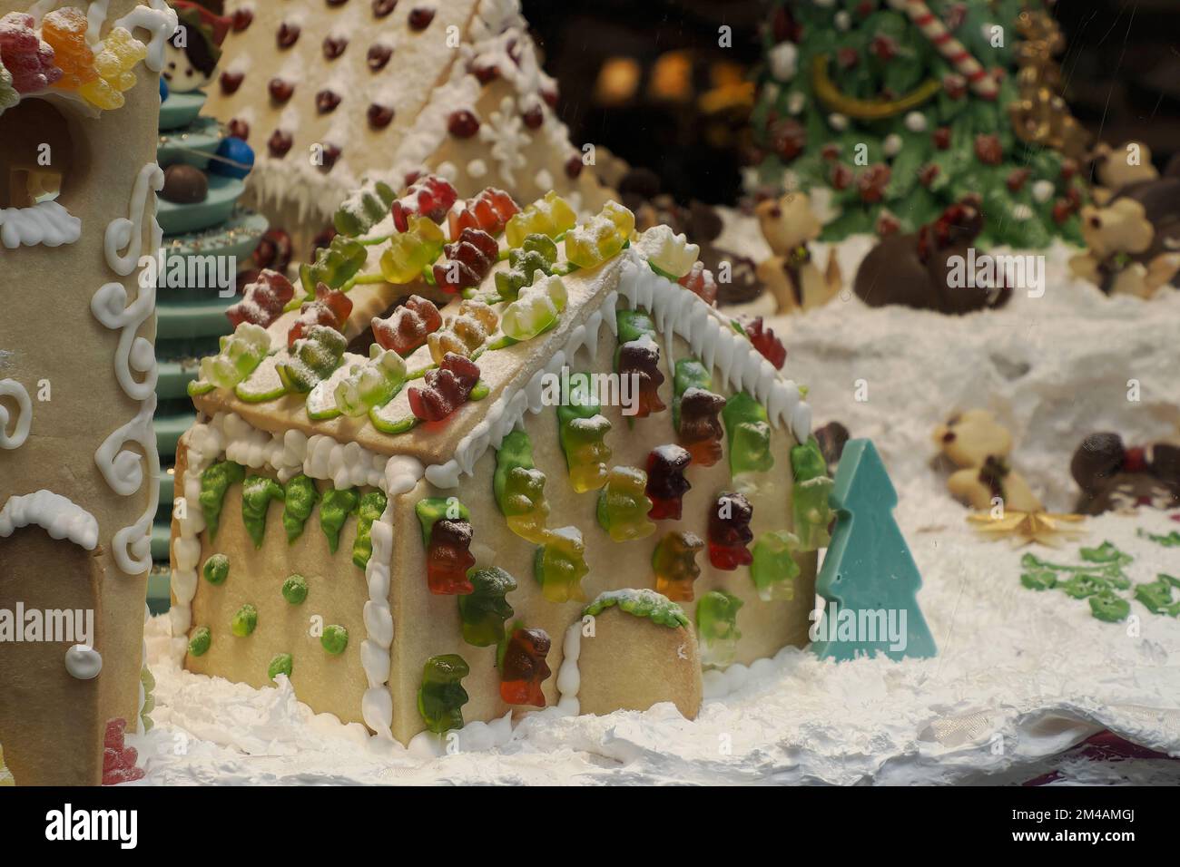 Christmas Gingerbread and chocolate House decorated with candy canes