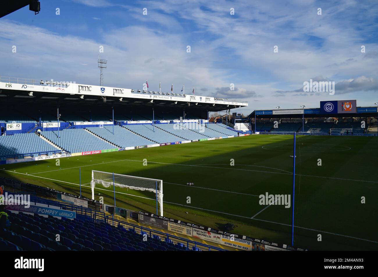 Quiet in the stadium before the EFL League One match between Portsmouth and  MK Dons at Fratton Park , Portsmouth , UK - 17th December 2022 Editorial use only. No merchandising. For Football images FA and Premier League restrictions apply inc. no internet/mobile usage without FAPL license - for details contact Football Dataco Stock Photo