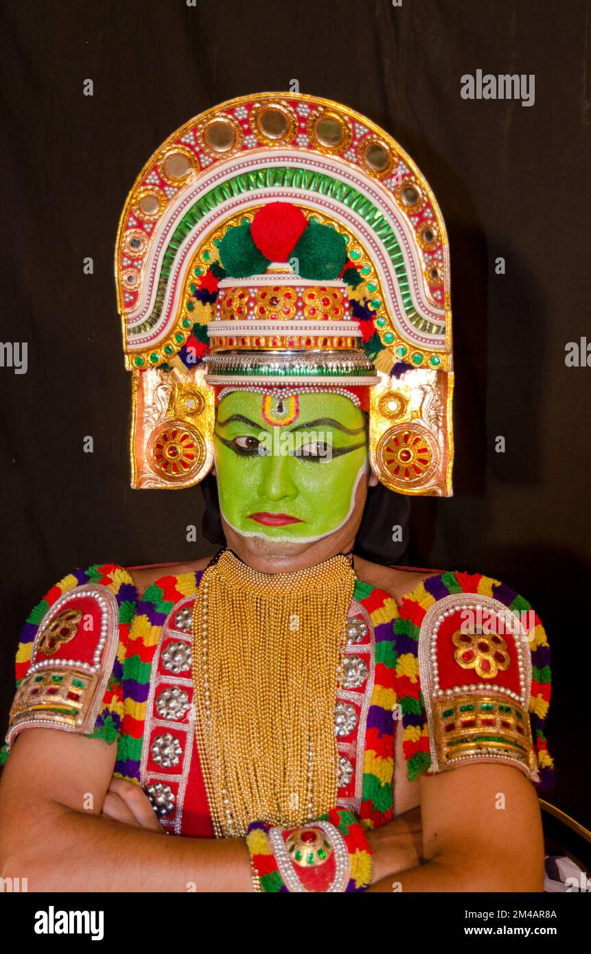 Ottanthullal, one more Kathakali-character, posing different moods Stock Photo