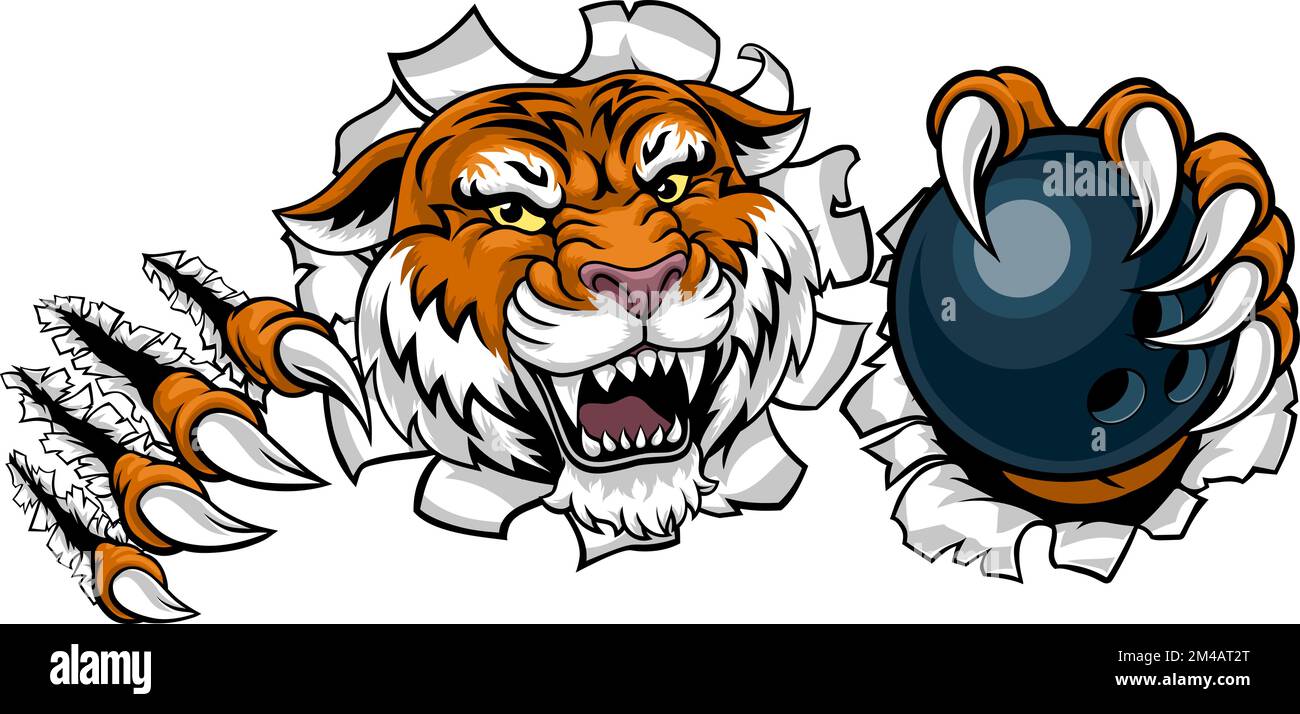 Tiger Bowling Ball Animal Sports Team Mascot Stock Vector Image & Art