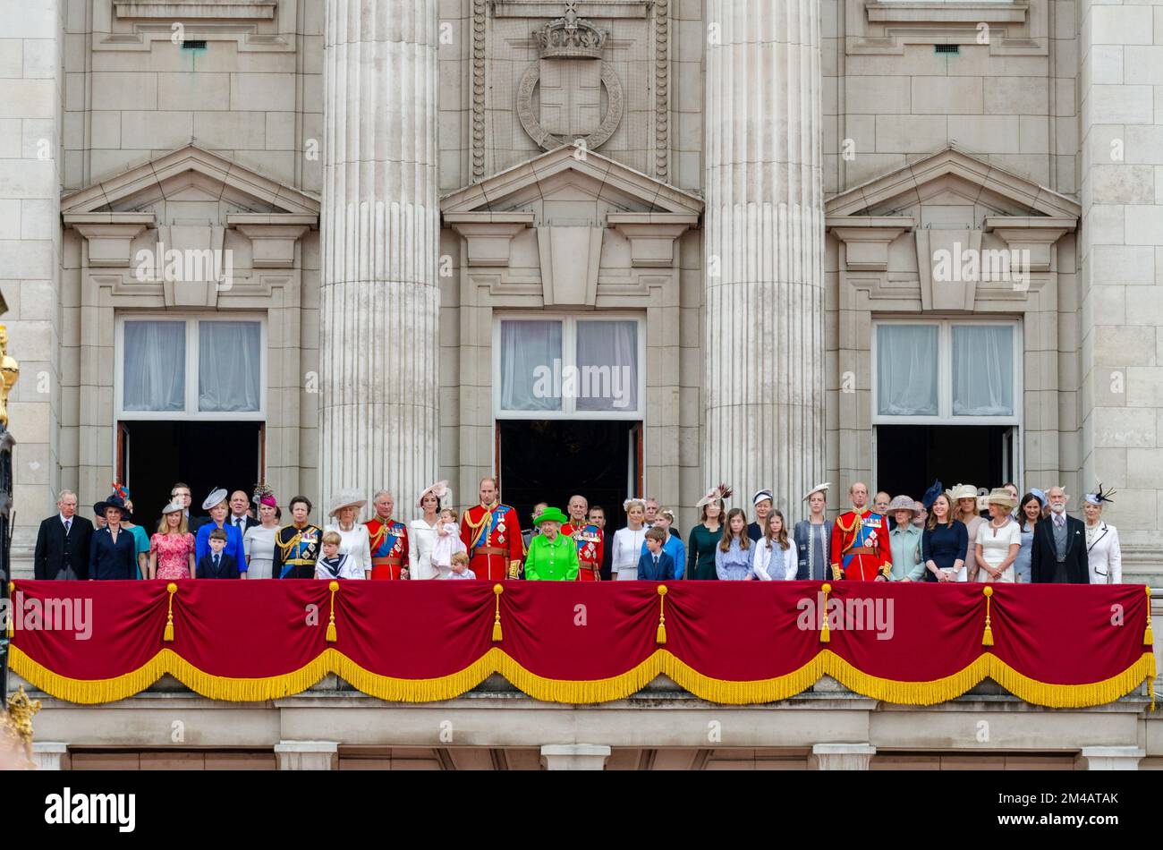 Extended Royal Family on the balcony of Buckingham Palace after