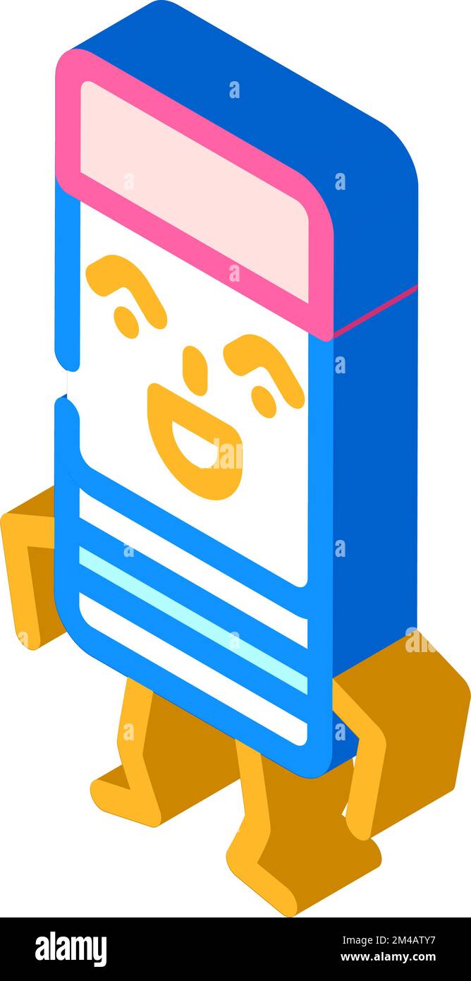 eraser school character isometric icon vector illustration Stock Vector ...