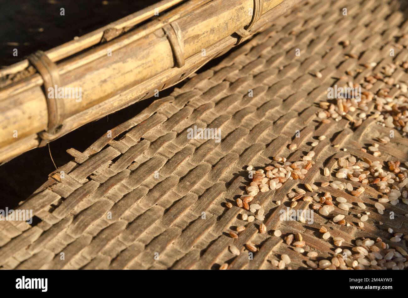 Bamboo-sheets for cleaning crops Stock Photo