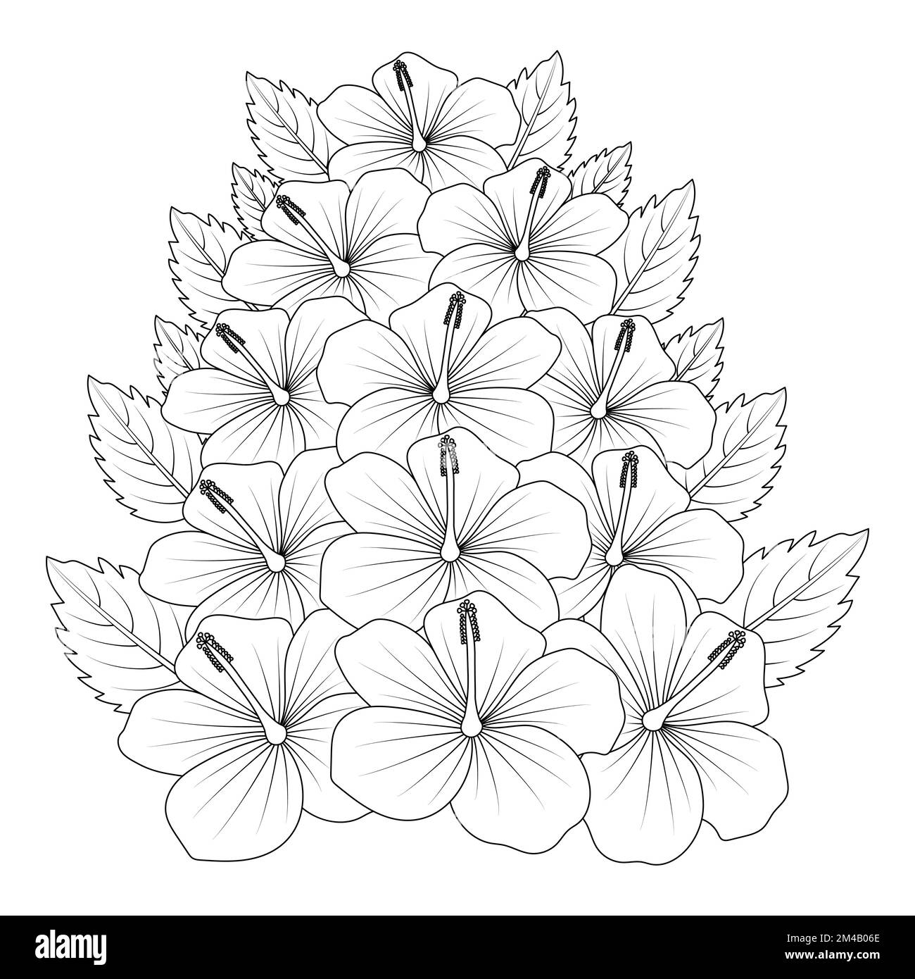 rose of sharon flower coloring page illustration with line art stroke ...