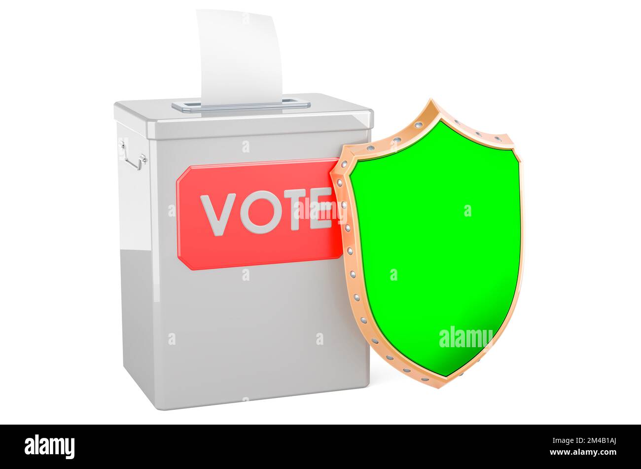 Ballot box with shield, 3D rendering isolated on white background Stock ...