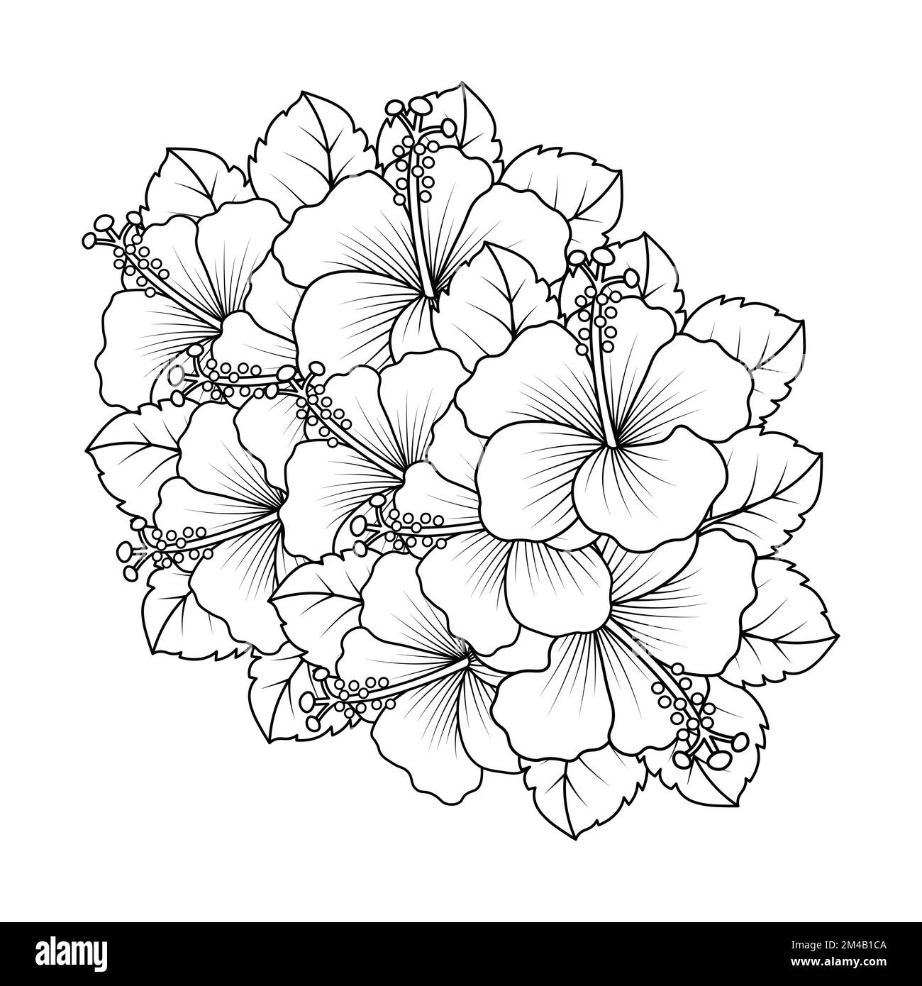 Rose Of Sharon Flower Coloring Page Illustration With Line Art Stroke