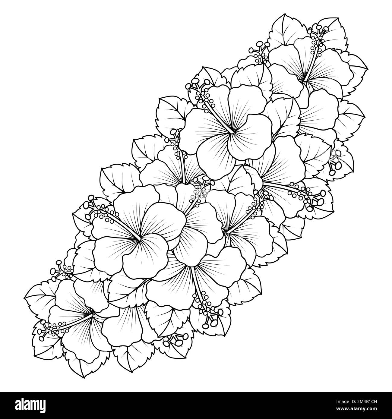 rose of sharon flower coloring page illustration with line art stroke ...
