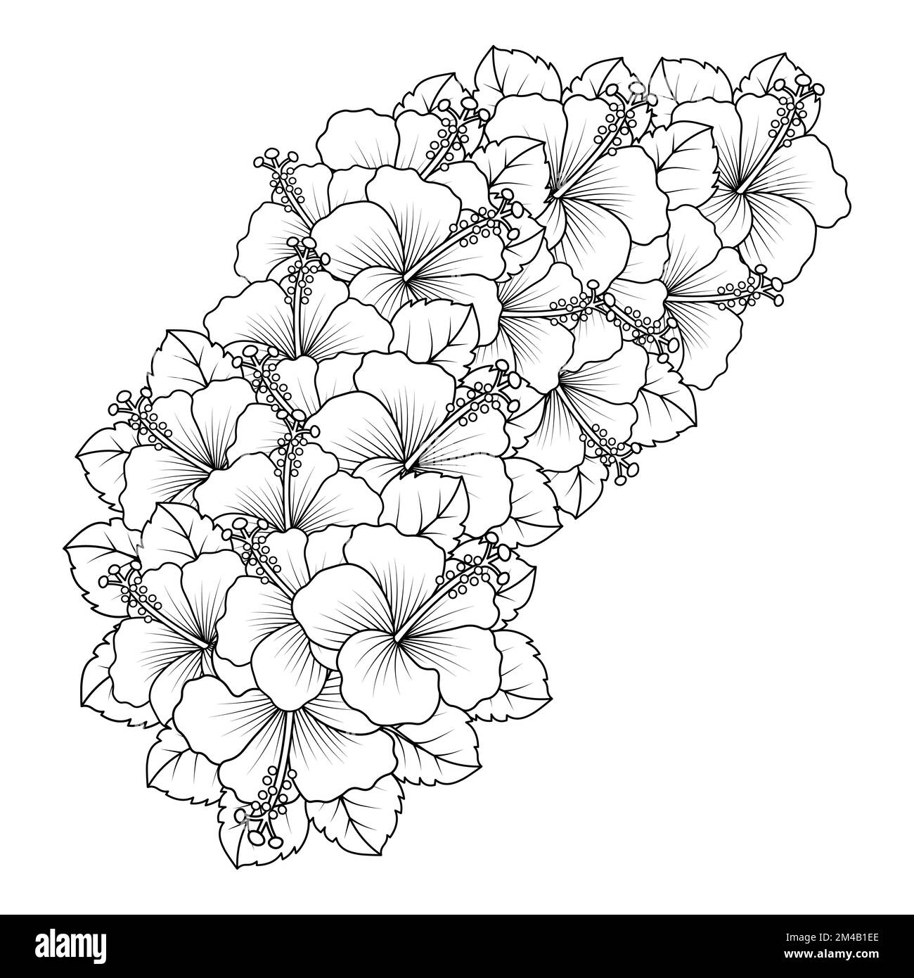 rose of sharon flower coloring page illustration with line art stroke