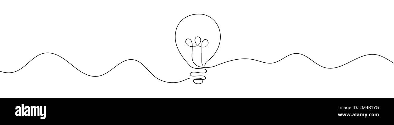 Continuous linear drawing of light bulb icon. One line drawing ...