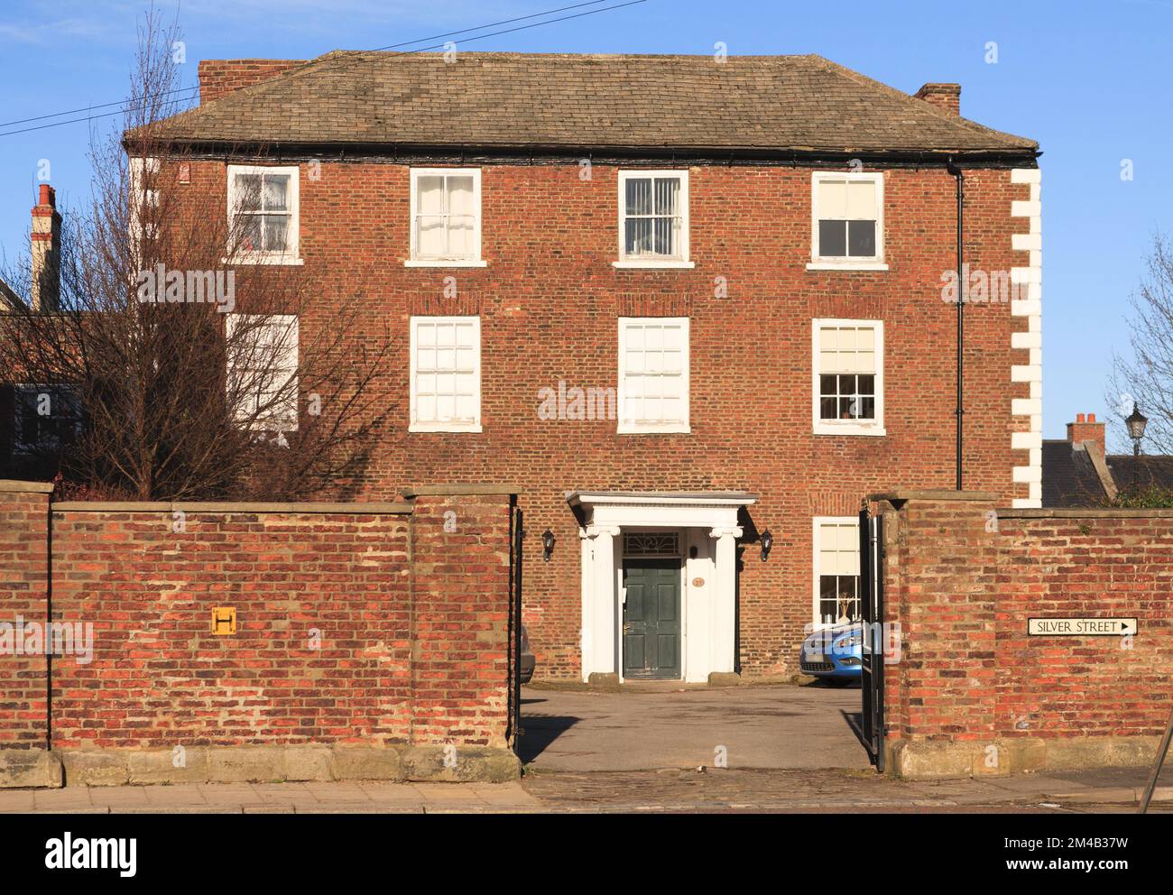 The Elms a listed 18th century town house, now offices, in Bishop Auckland, Co. Durham England UK Stock Photo