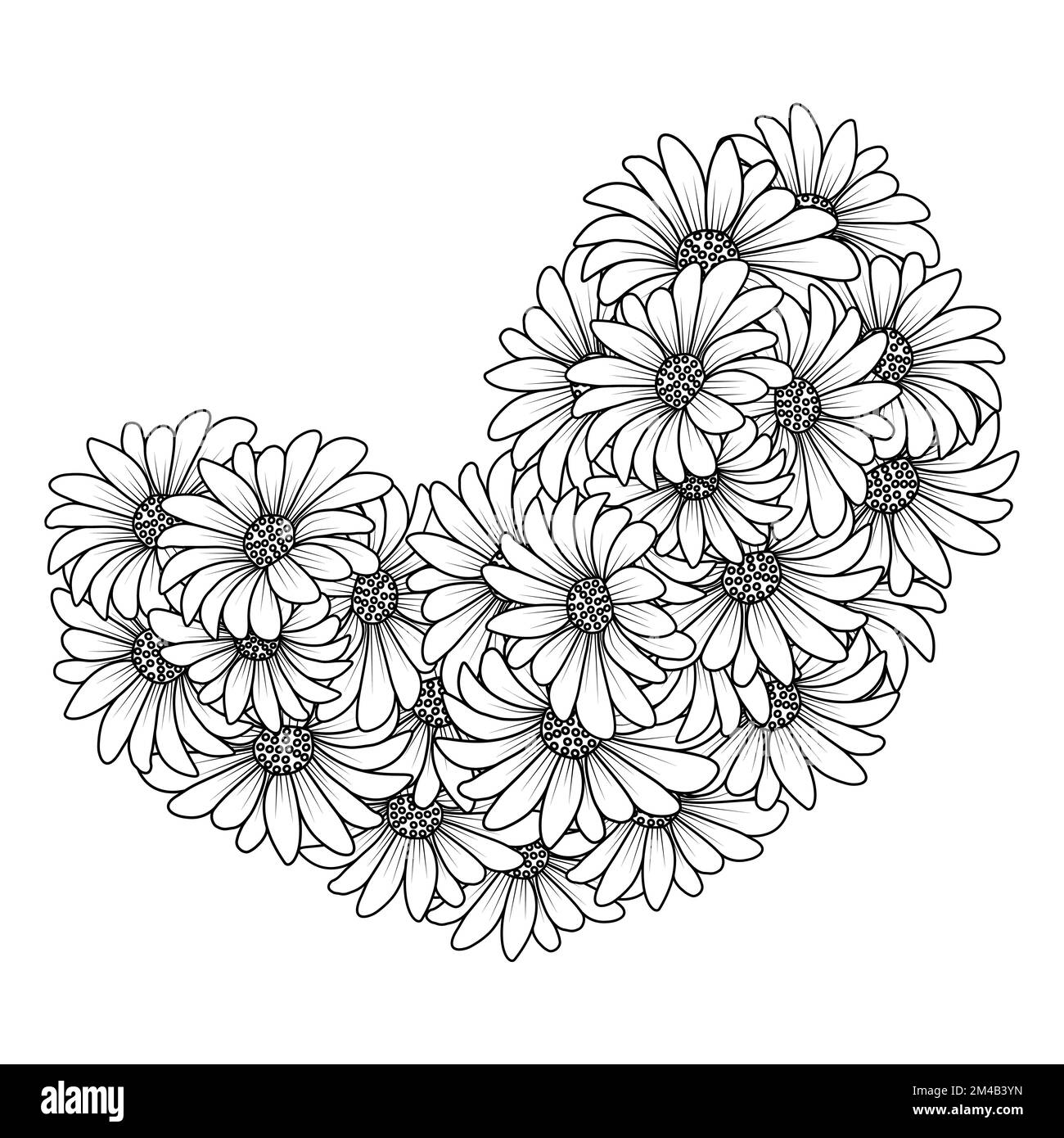 blossom daisy flower simplicity sketchy with artistic illustration on isolate background Stock Vector