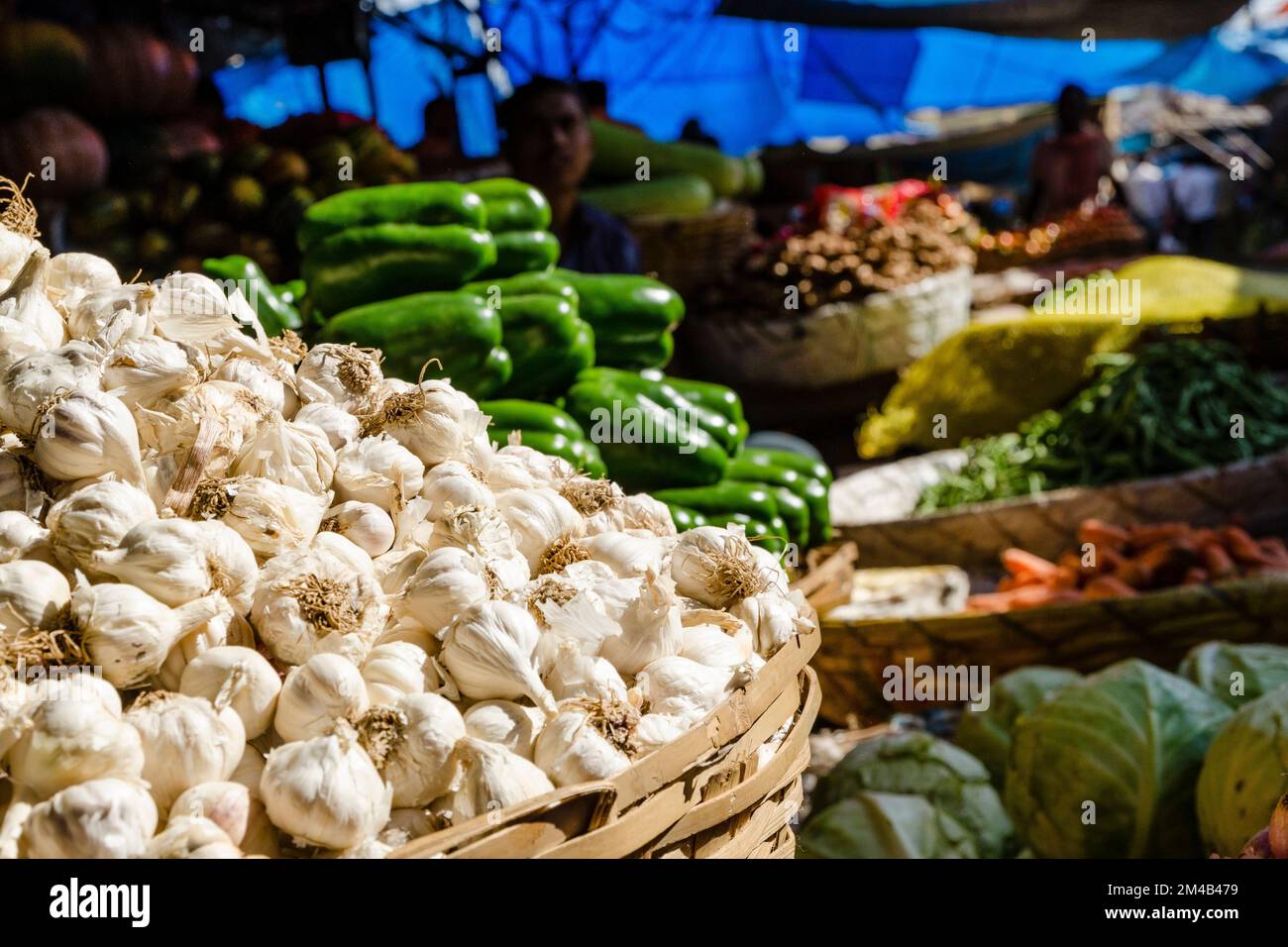 Fruit and vegetables are sold at the local market in Mysore. Mysore