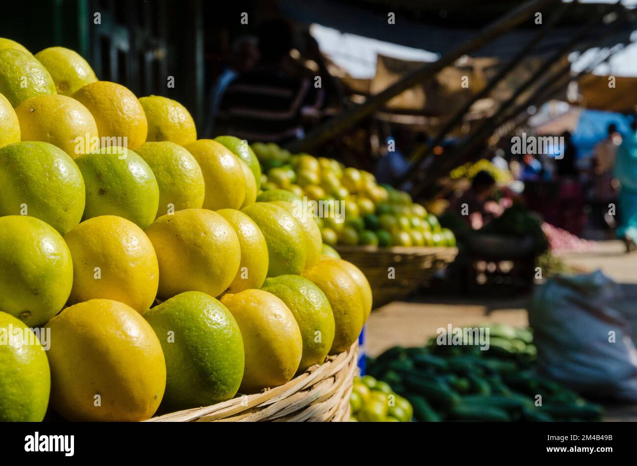 Fruit and vegetables are sold at the local market in Mysore. Mysore