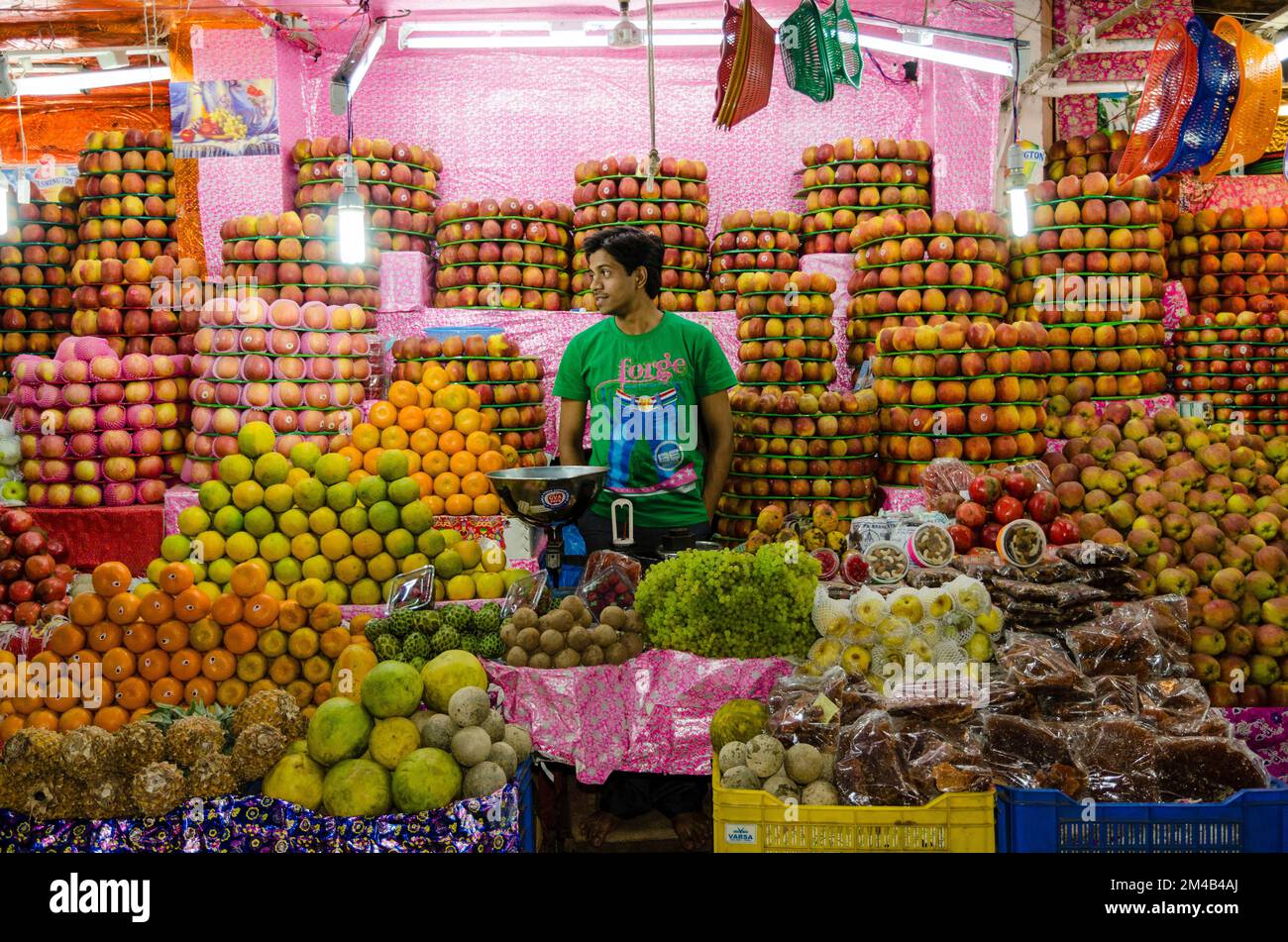 Fruit and vegetables are sold at the local market in Mysore. Mysore