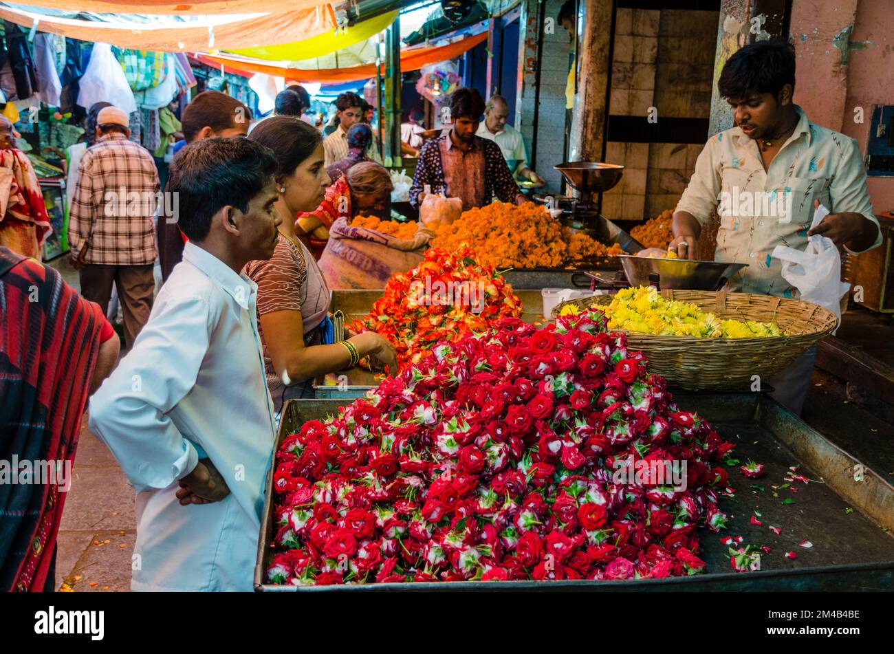 Fruit and vegetables are sold at the local market in Mysore. Mysore