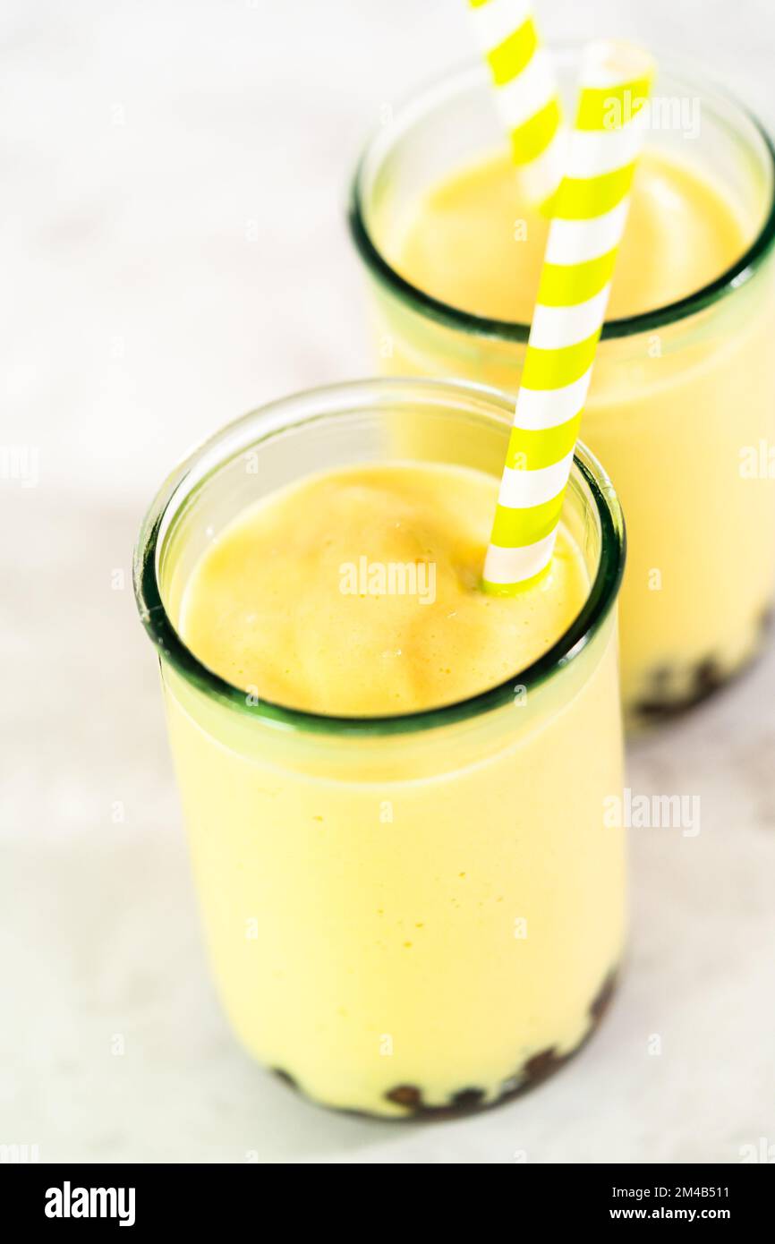 Mango boba smoothie Stock Photo Alamy