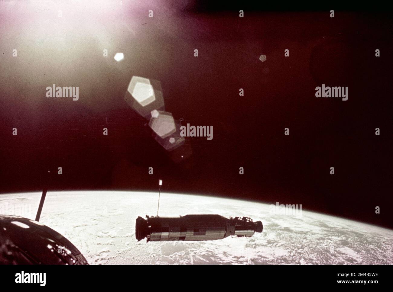 Project Gemini 10:  The two spacecrafts ready for docking, July 1966 Stock Photo