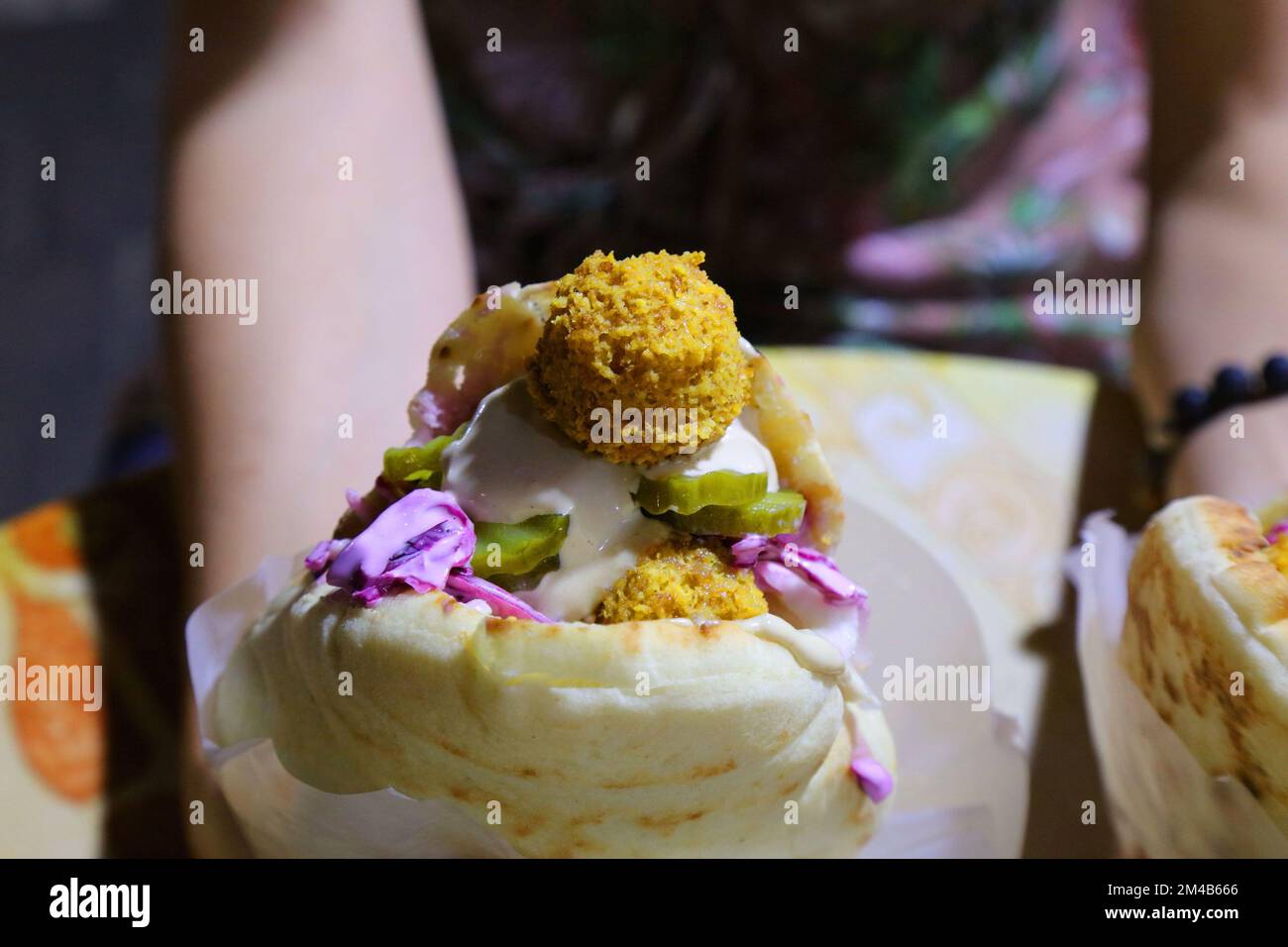 Israel cuisine falafel in pita bread in Jaffa Old Town of Tel Aviv