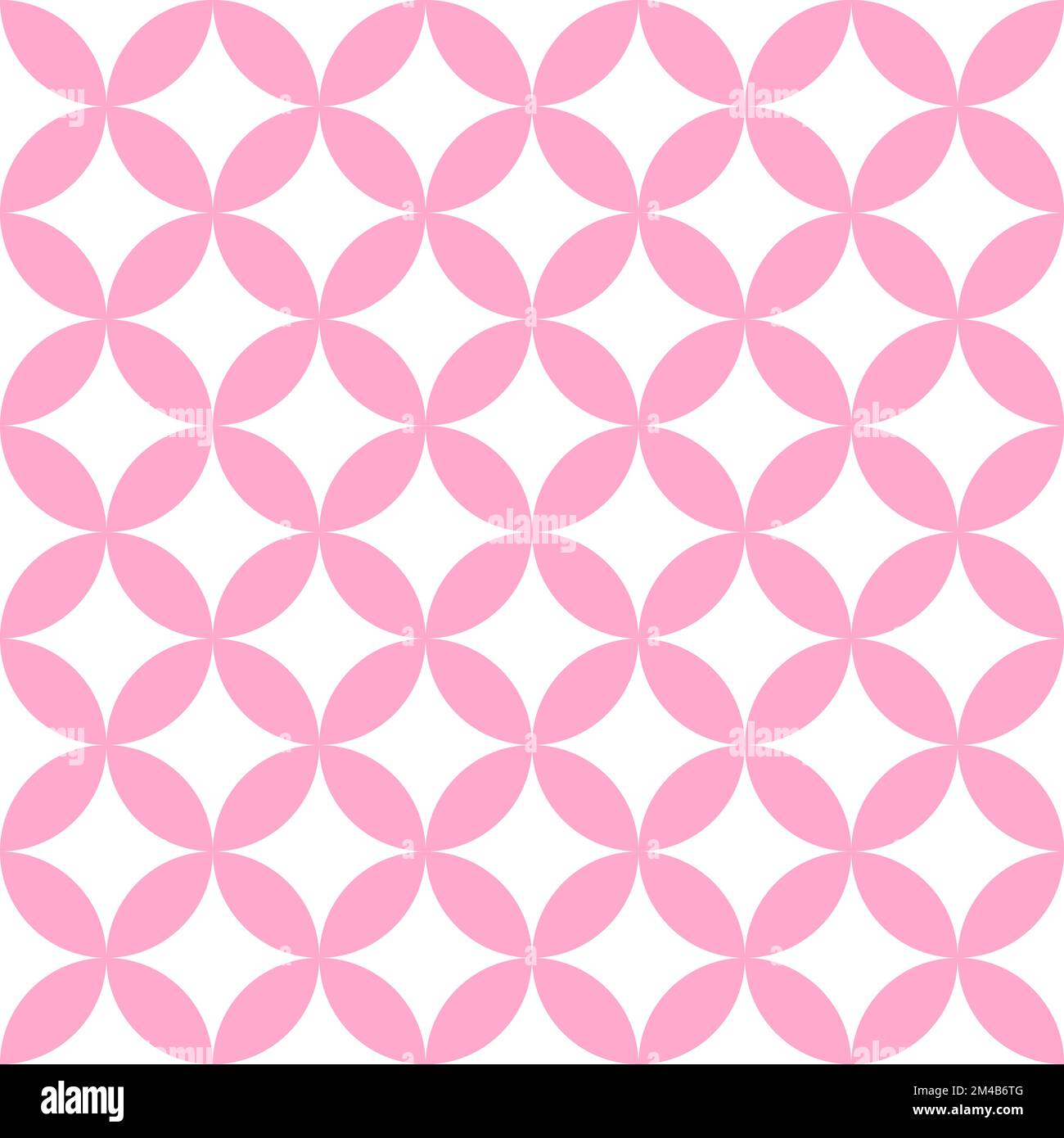 Pink on white overlapping circles seamless texture. Classic ovals and circles vector geometric fashion pattern. Stock Vector