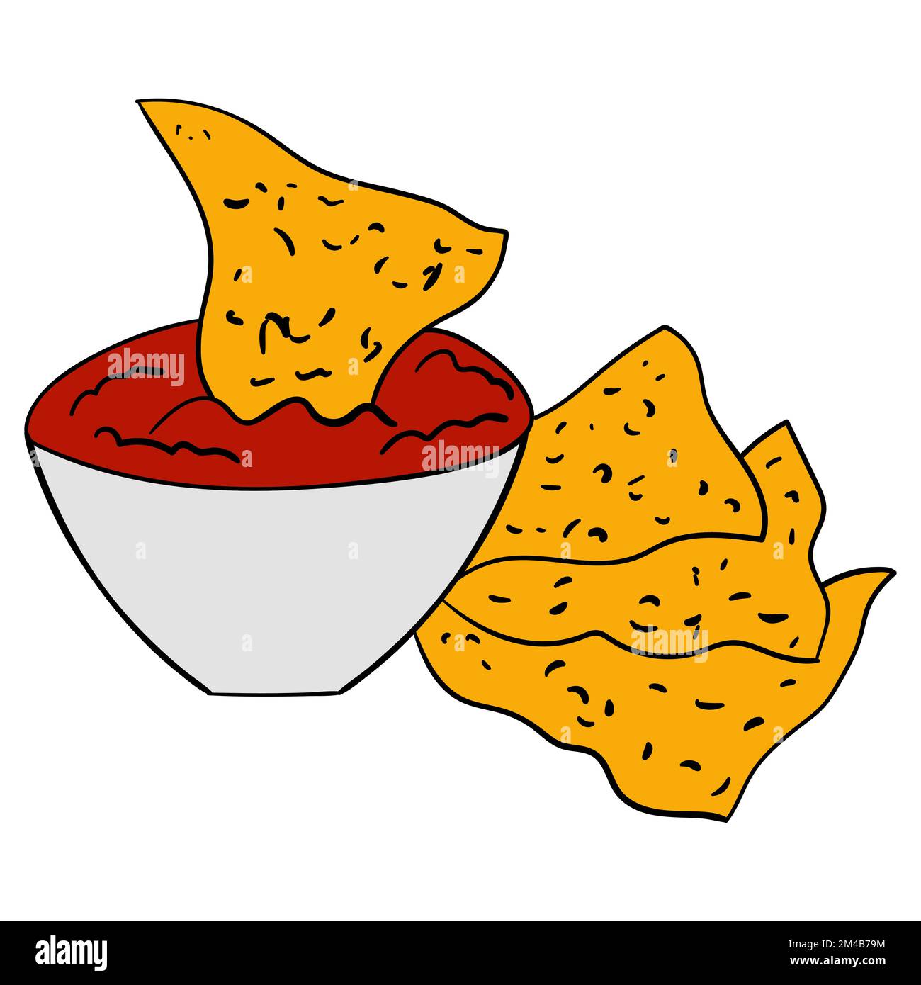 Nachos chips with sauce. A traditional dish of Mexican Cuisine Stock