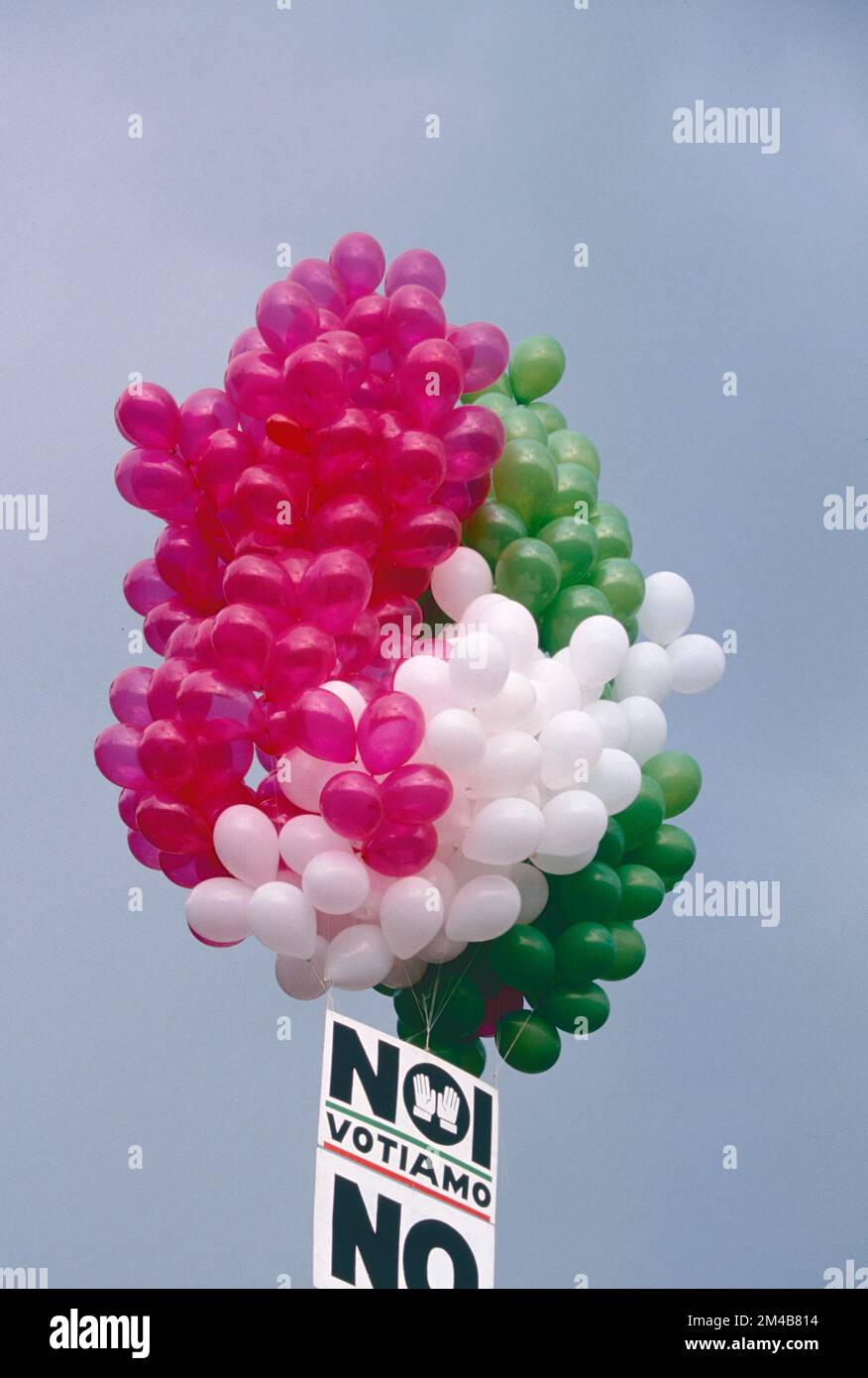 Balloons at the closing of the MSI-DN political party electoral campain, Rome, Italy 1993 Stock Photo